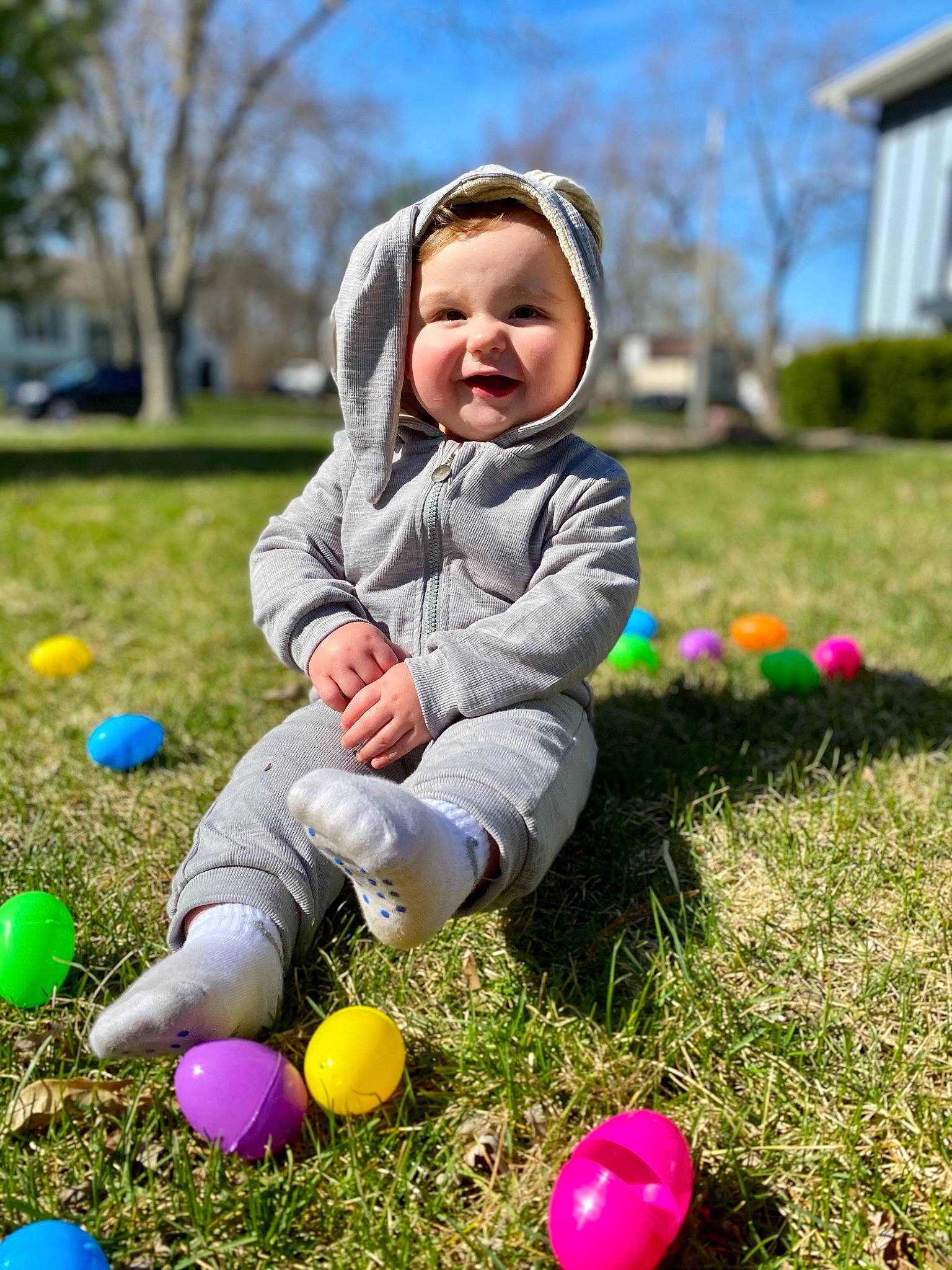 Carter James joined the competition — help win amazing prizes! baby, baby_toddler_clothing, child, facial_expression, fun, grass, happy, leaf, leisure, people_in_nature, person, photograph, plant, playing_with_kids, public_space, sky, smile, sunlight, toddler, tree