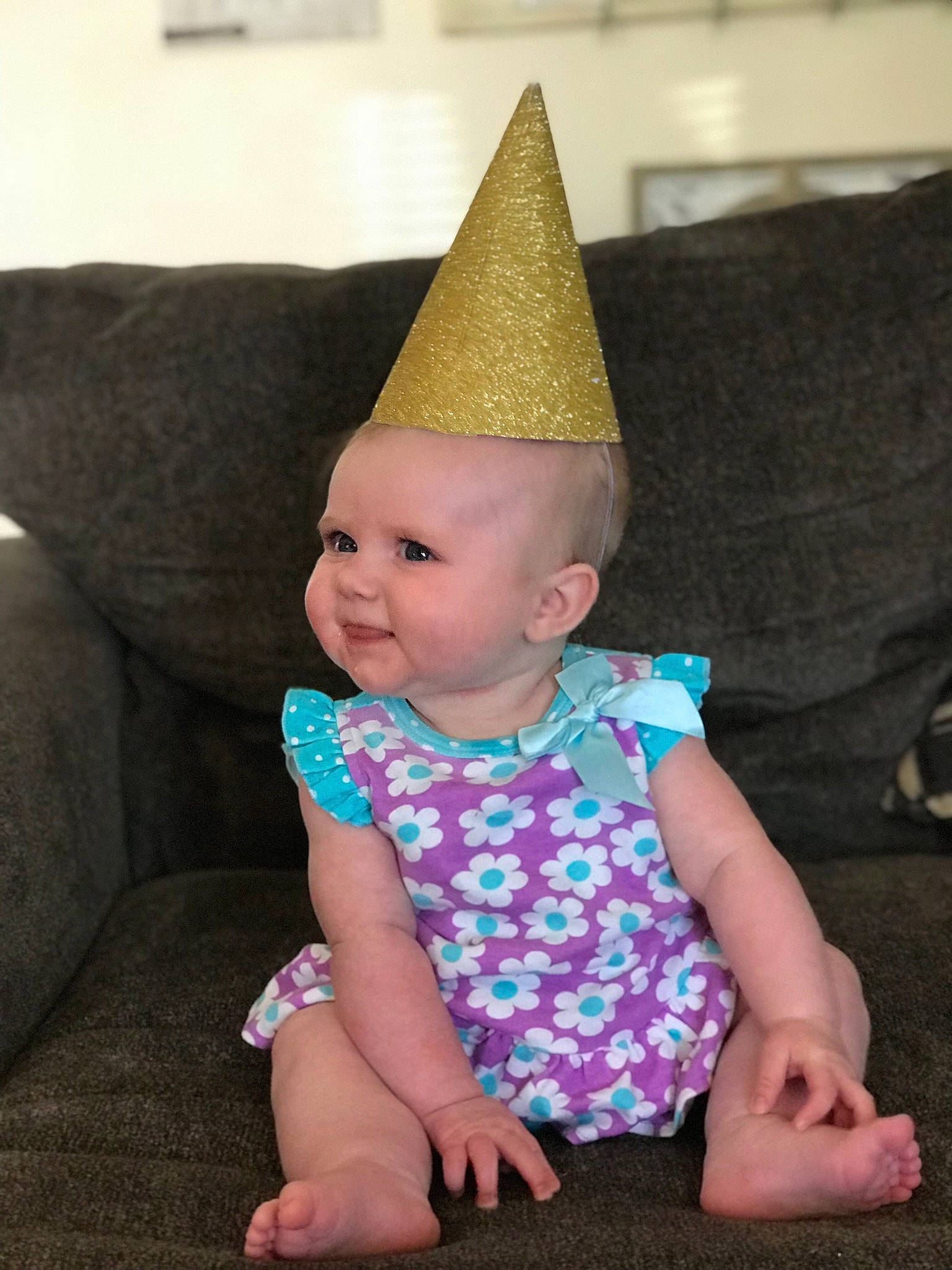 Sadie Mae  joined the competition — help win amazing prizes! baby, child, costume_accessory, costume_hat, hat, headgear, party_hat, party_supply, person, toddler