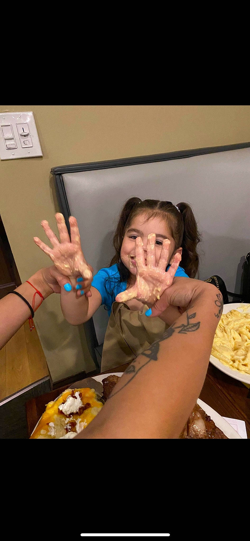 Leylani joined the competition — help win amazing prizes! arm, chair, child, cooking, cuisine, dish, event, finger, food, food_craving, fun, gesture, hand, joy, nail, person, picture_frame, plate, table, tableware