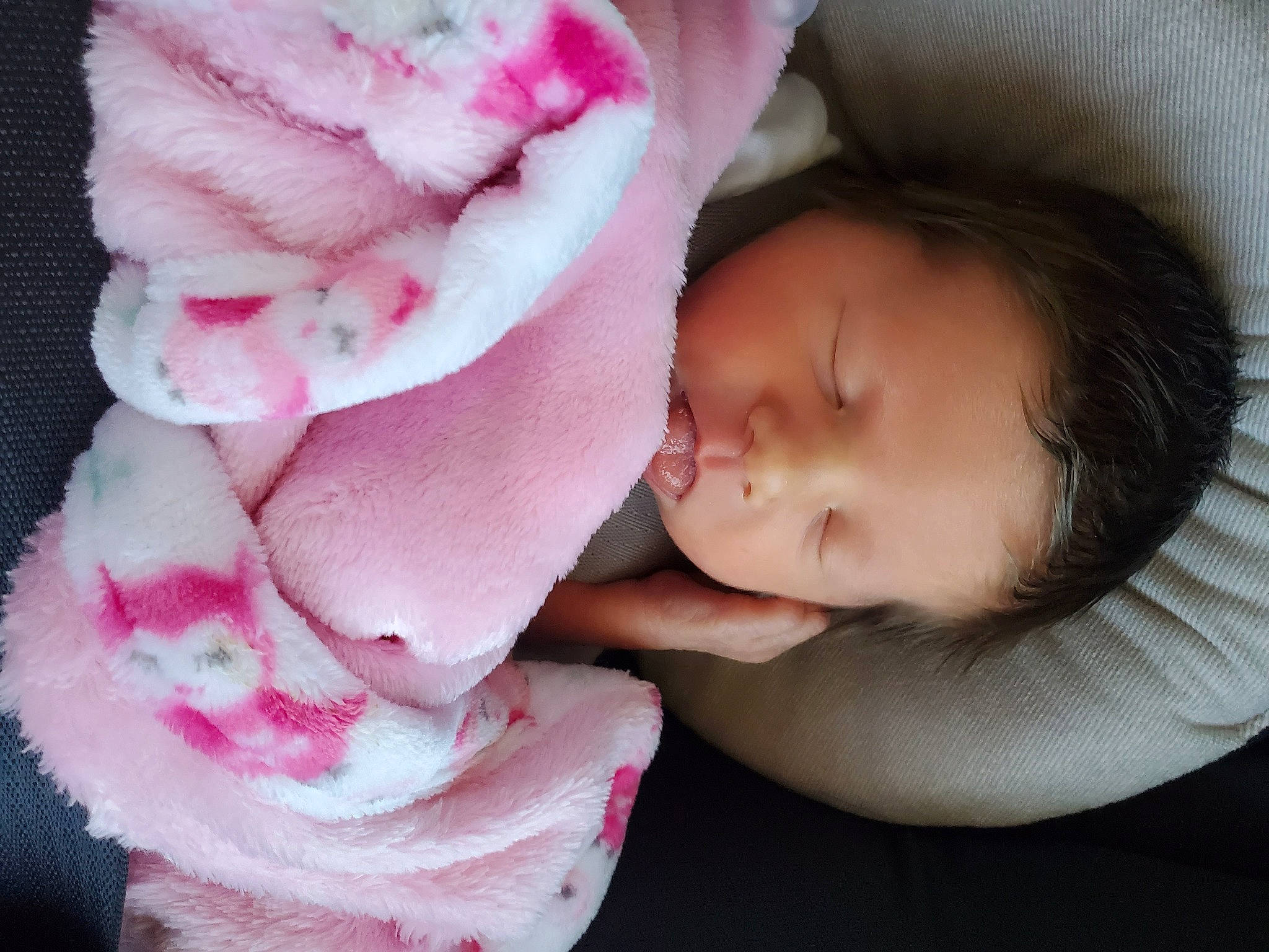 Harleigh joined the competition — help win amazing prizes! baby, baby_sleeping, blanket, cheek, child, hand, linens, nap, person, petal, pink, skin, sleep, textile, toddler