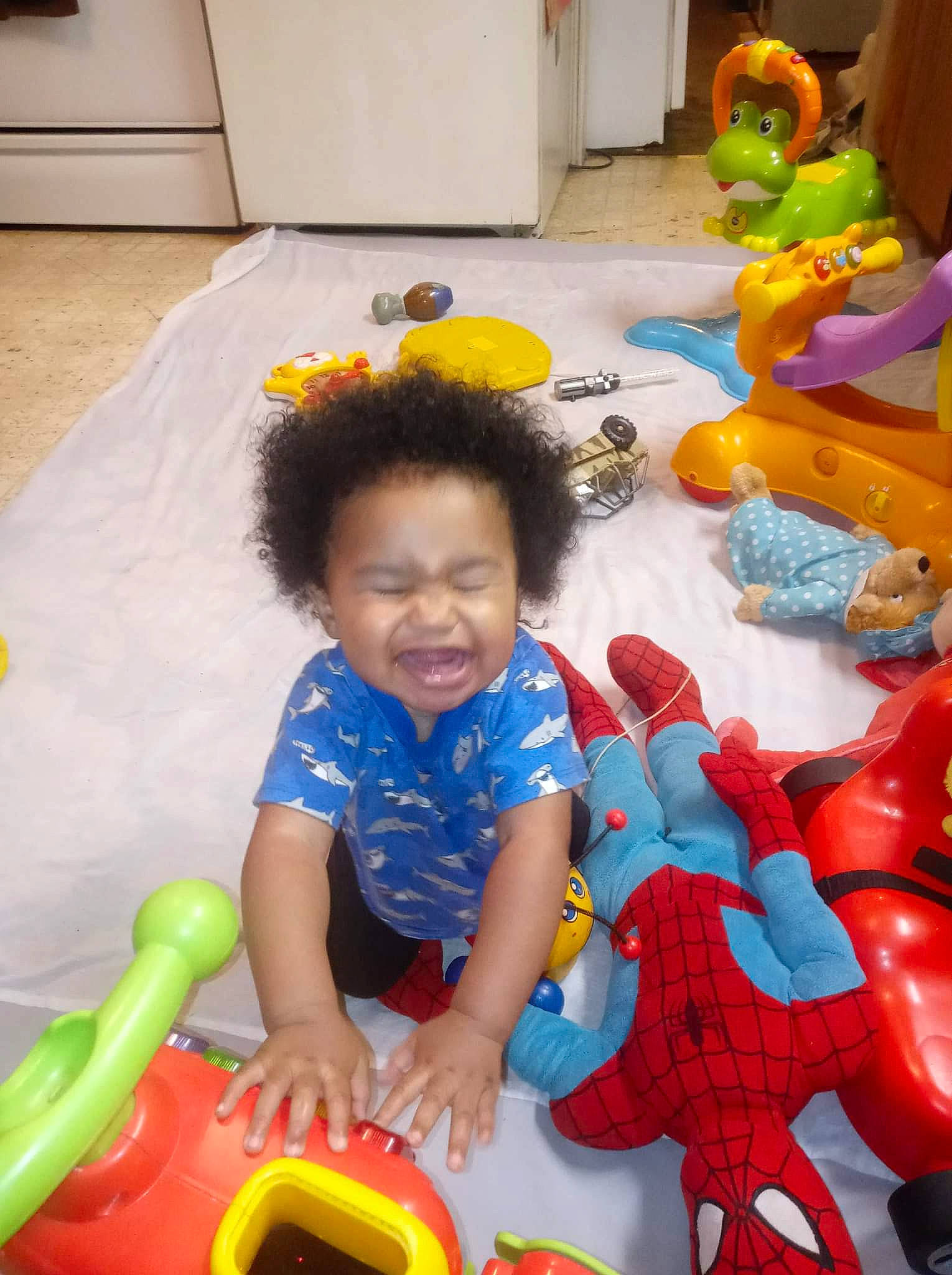 Jamichael joined the competition — help win amazing prizes! baby_playing_with_toys, baby_toys, child, fun, happy, leisure, mammal, organ, people, person, photograph, play, product, recreation, smile, snapshot, stuffed_toy, textile, toddler, toy