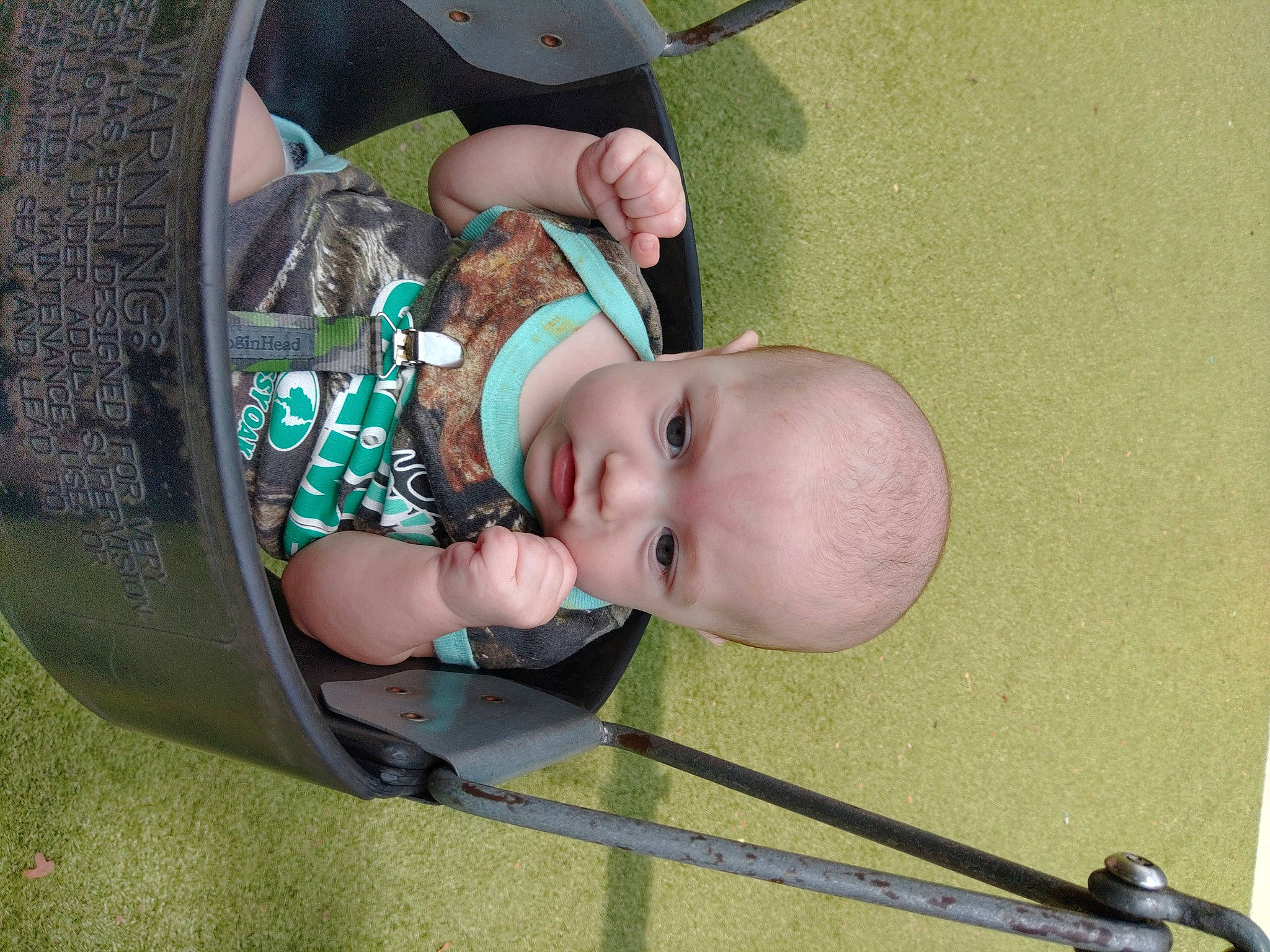 Artemis is registered to the contest to win money with this photo: baby, baby_carriage, baby_products, baby_toddler_clothing, baby_toys, child, comfort, eye, facial_expression, fashion_accessory, flooring, fun, grass, leisure, mouth, person, personal_protective_equipment, play, recreation, toddler