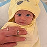 Vaeda joined the competition — help win amazing prizes! baby, child, towel, yellow, hood, bear_face, hand, rings, manicure, nails, face, eyes, skin, cute, cozy, indoor, blanket, soft, portrait, infant