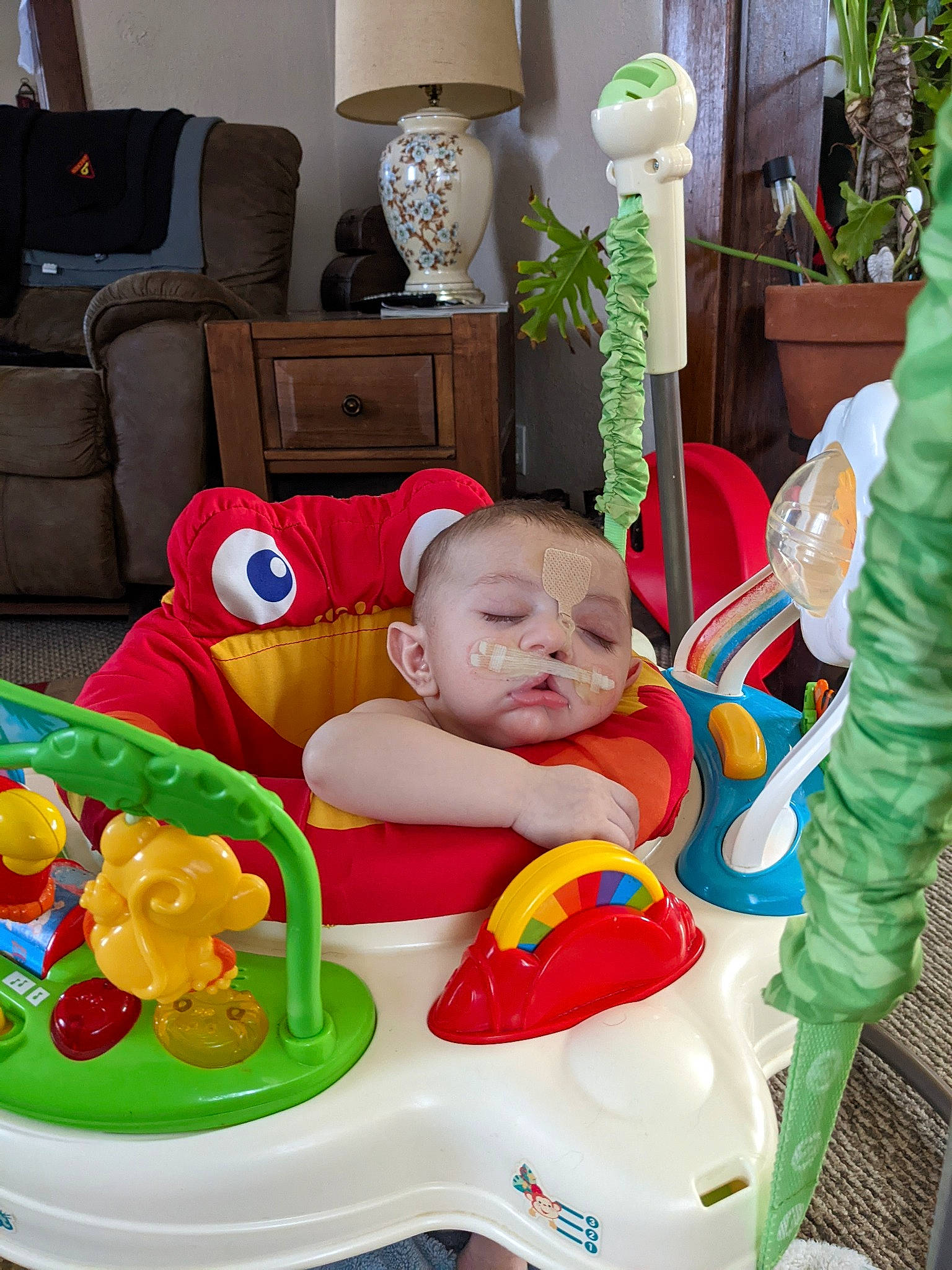 Merlin joined the competition — help win amazing prizes! baby, baby_playing_with_toys, baby_products, baby_toddler_clothing, baby_toys, child, comfort, fun, green, lamp, leisure, person, plant, product, room, stuffed_toy, textile, toddler, toy, wood