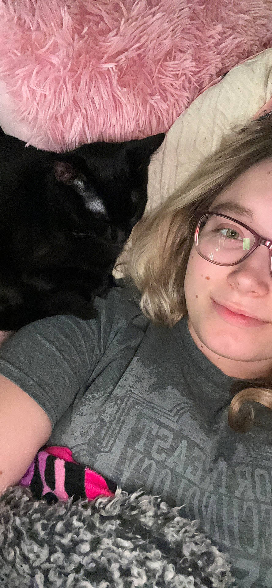 Esmeralda joined the competition — help win amazing prizes! cat, comfort, ear, eye, eyebrow, eyewear, finger, gesture, glasses, hair, head, mammal, mouth, neck, nose, organ, skin, smile, vertebrate, vision_care