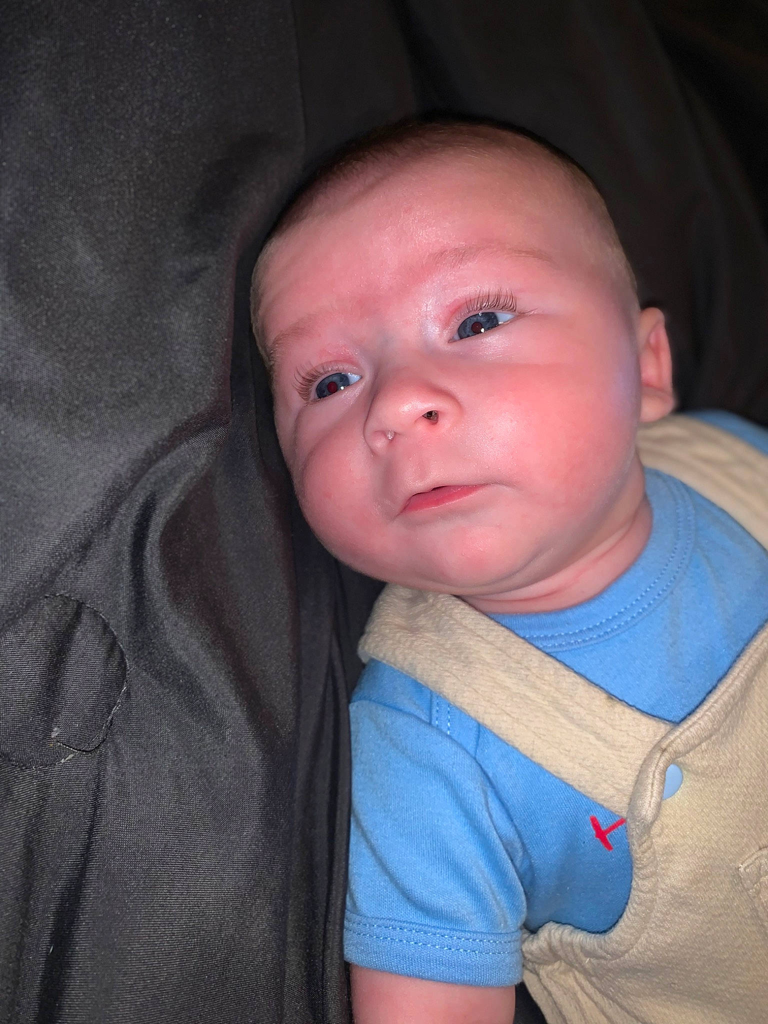 Drayven is registered to the contest to win money with this photo: baby, baby_toddler_clothing, cheek, child, chin, comfort, ear, electric_blue, eyebrow, eyelash, forehead, iris, lip, mouth, neck, nose, person, skin, sleeve, t_shirt