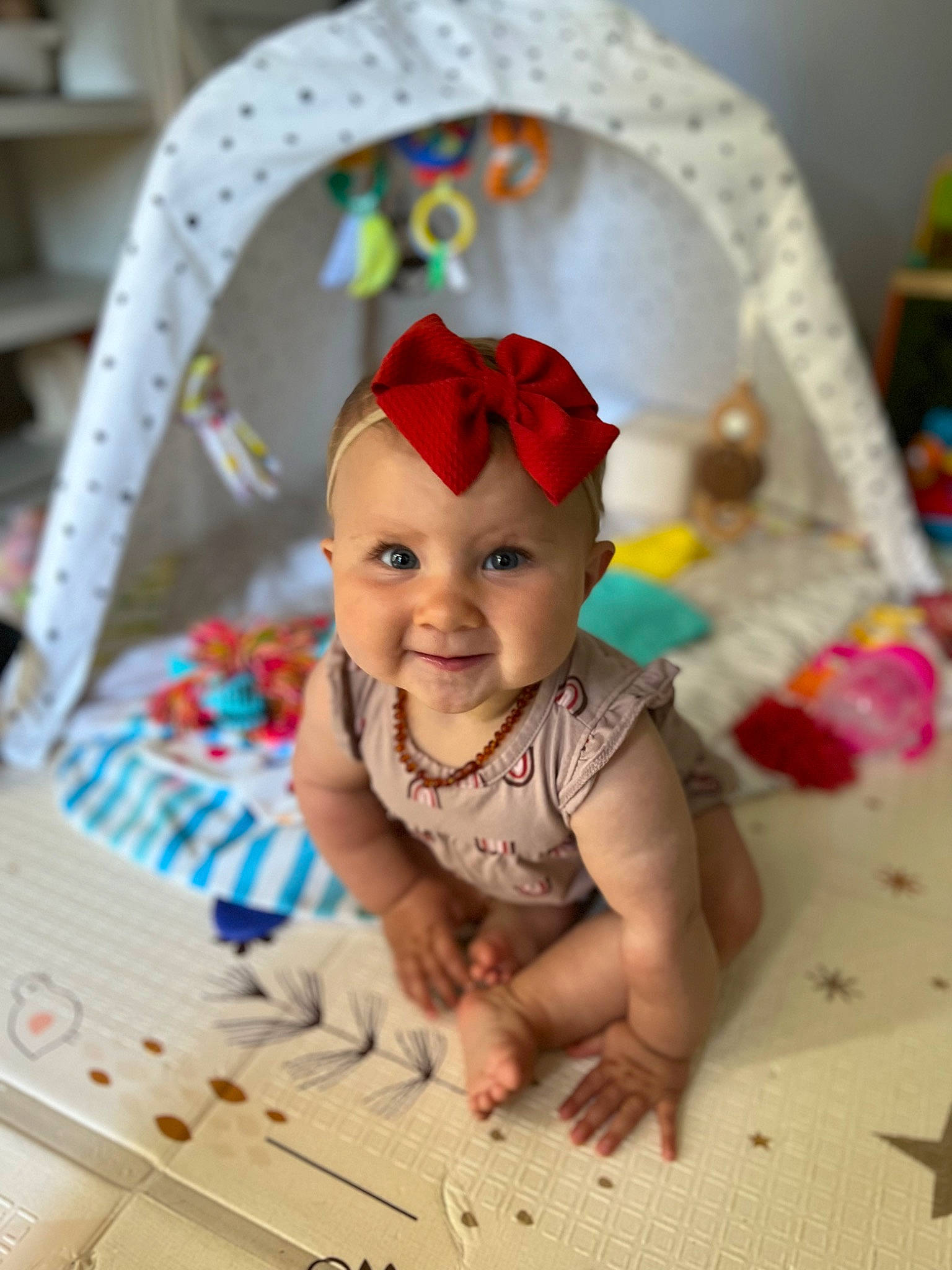 Kensley joined the competition — help win amazing prizes! baby, baby_products, baby_toddler_clothing, child, event, fashion_accessory, flooring, fun, hair_accessory, happy, headpiece, headwear, joy, leisure, party, person, play, room, sitting, smile