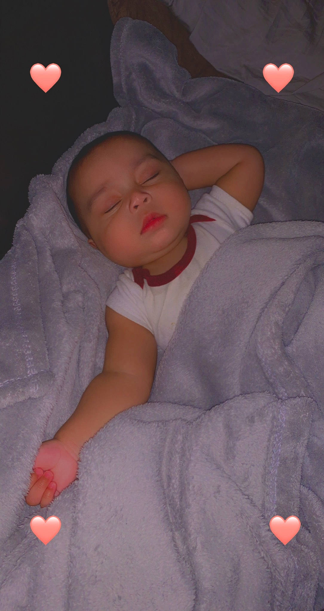 Katalena is registered to the contest to win money with this photo: baby, baby_products, baby_sleeping, baby_toddler_clothing, bedtime, cheek, child, comfort, finger, linens, lip, mouth, nose, organ, person, pink, red, sitting, skin, textile