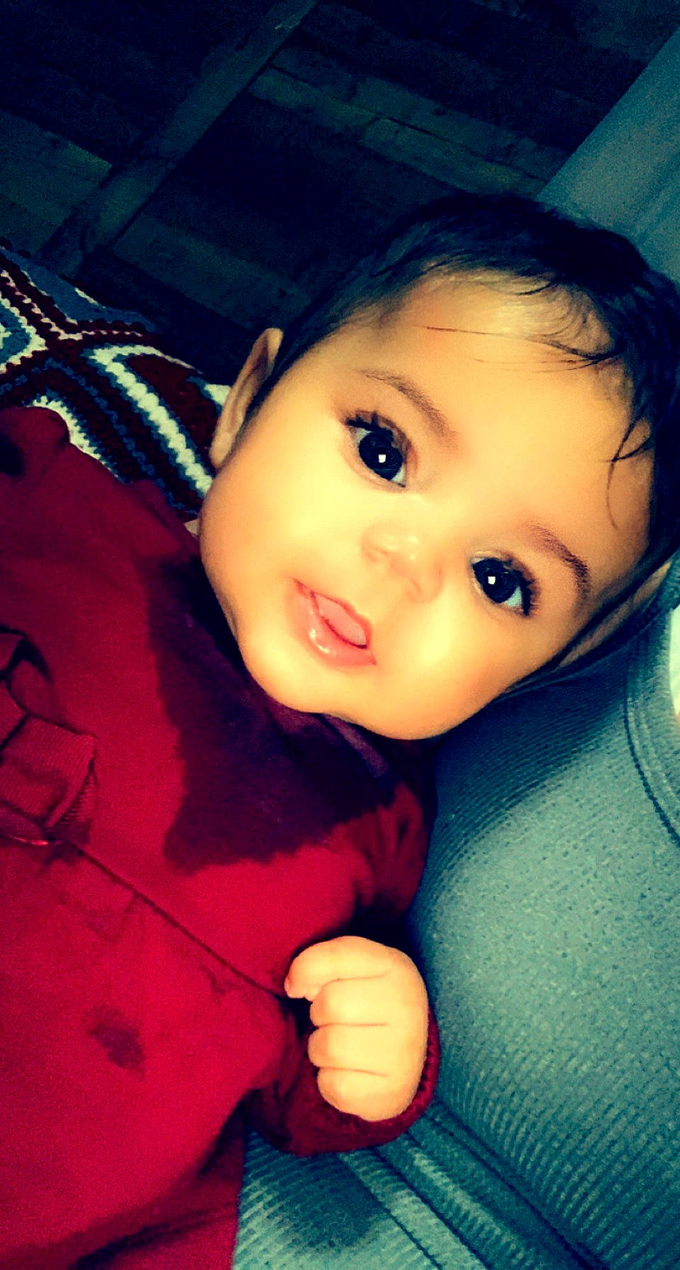 Bristol is registered to the contest to win money with this photo: baby, cheek, electric_blue, eye, eyebrow, eyelash, flash_photography, fun, gesture, happy, human_body, iris, lip, mouth, nose, person, pink, skin, smile, tints_and_shades