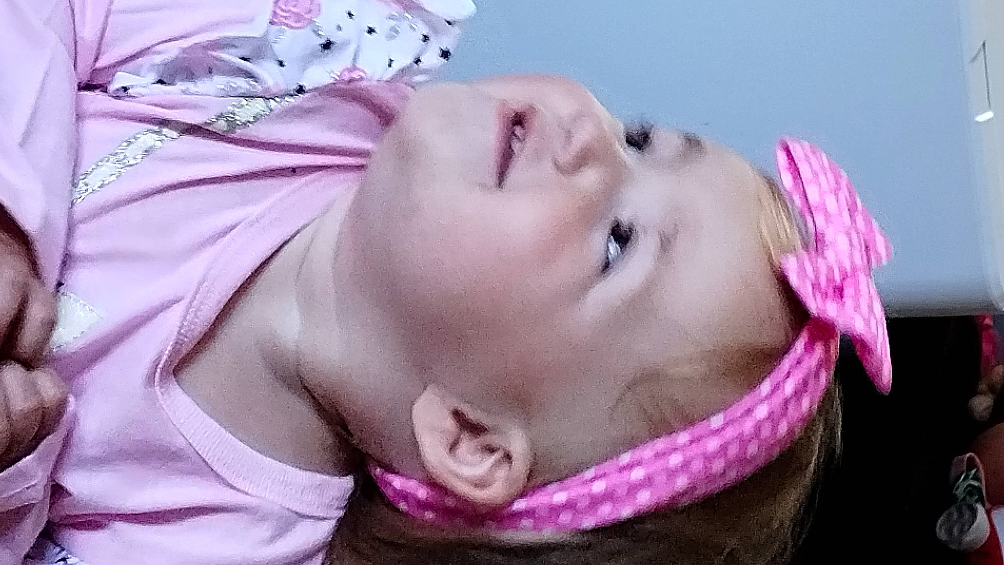 Emalyn is registered to the contest to win money with this photo: black_hair, cheek, chin, ear, eye, eyebrow, eyelash, forehead, hairstyle, happy, head, headgear, lip, mouth, neck, nose, person, pink, purple, skin