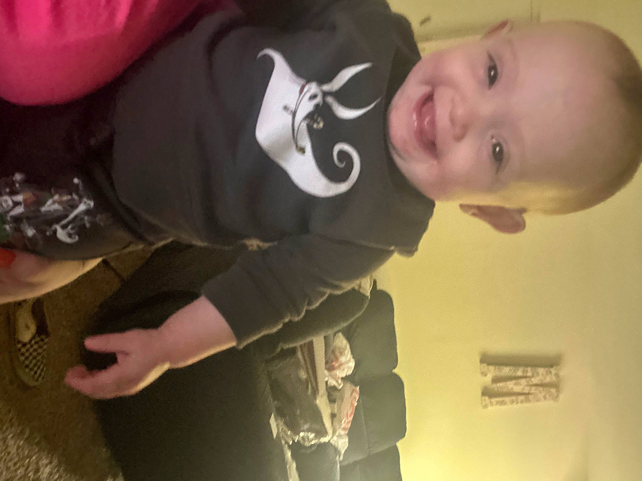 Nova joined the competition — help win amazing prizes! baby, baby_toddler_clothing, cap, carmine, cheek, child, elbow, finger, fun, gesture, happy, human_body, joy, mouth, nose, person, personal_protective_equipment, sitting, skin, sleeve