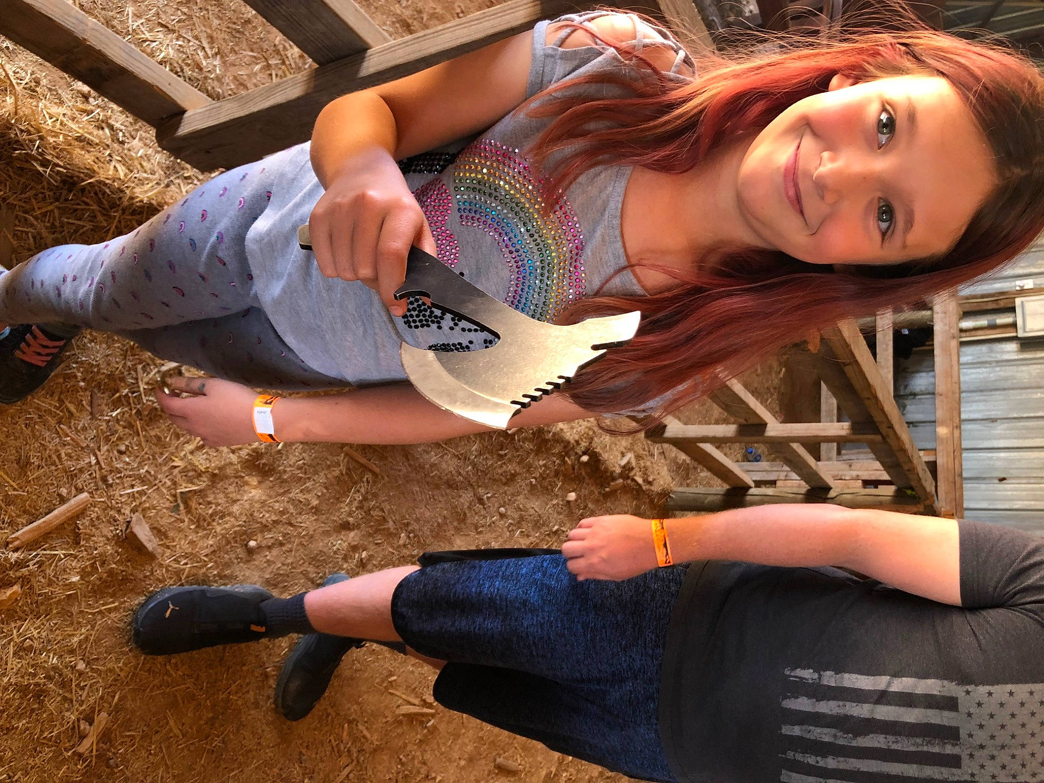 Kayleigh is registered to the contest to win money with this photo: brown_hair, denim, electric_blue, eyewear, foot, fun, grass, happy, human_leg, joy, knee, leggings, long_hair, nail, pattern, people_in_nature, person, shoe, smile, soil