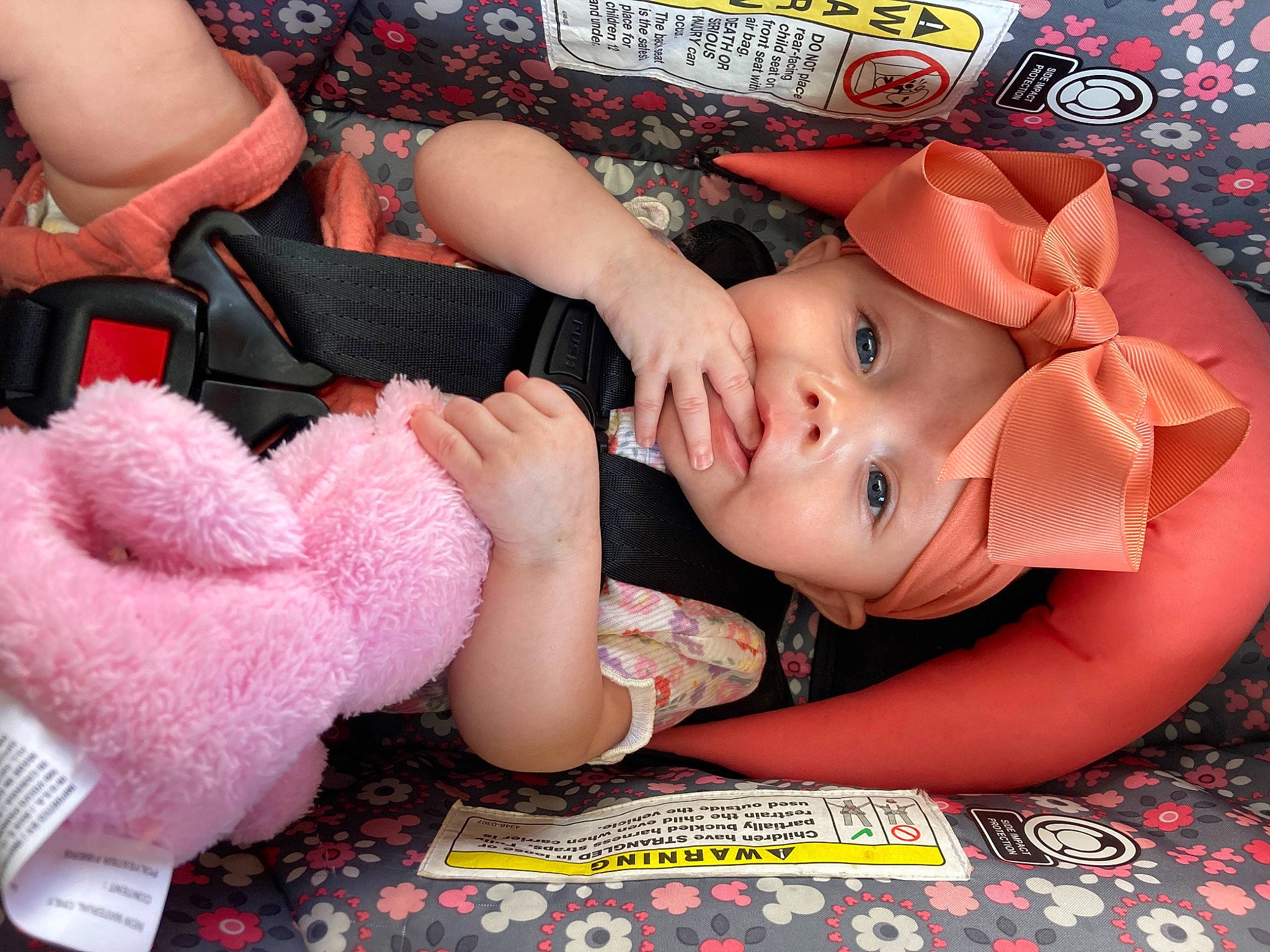 Myla joined the competition — help win amazing prizes! baby, baby_toddler_clothing, cheek, child, doll, eyelash, fashion_accessory, finger, hand, headgear, headwear, lip, mouth, nail, person, pink, skin, textile, thumb, toddler