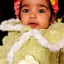 Anshika joined the competition — help win amazing prizes! baby, child, face, portrait, costume, hat, flower, fuzzy_clothing, cute, wide_eyes, infant, soft_texture, adorable, closeup, expression, young_child, colorful, warm_clothing, innocence, curious