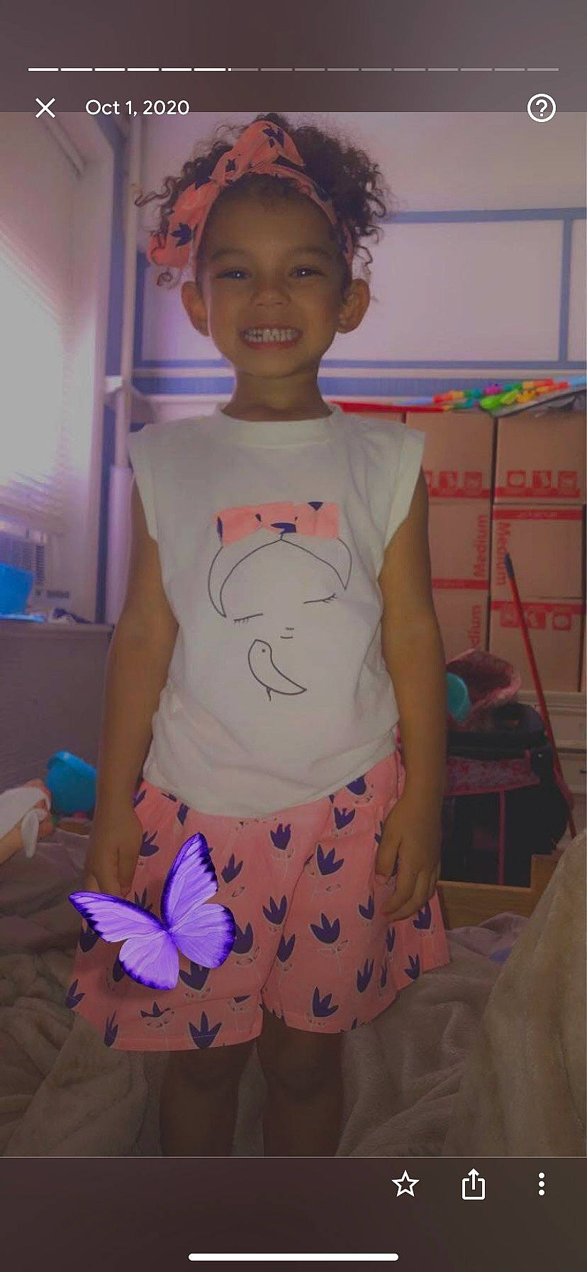 Gianalee is registered to the contest to win money with this photo: art, arthropod, blue, butterfly, child, happy, insect, joy, moths_and_butterflies, organ, person, petal, photograph, plant, pollinator, sleeve, smile, snapshot, t_shirt, textile