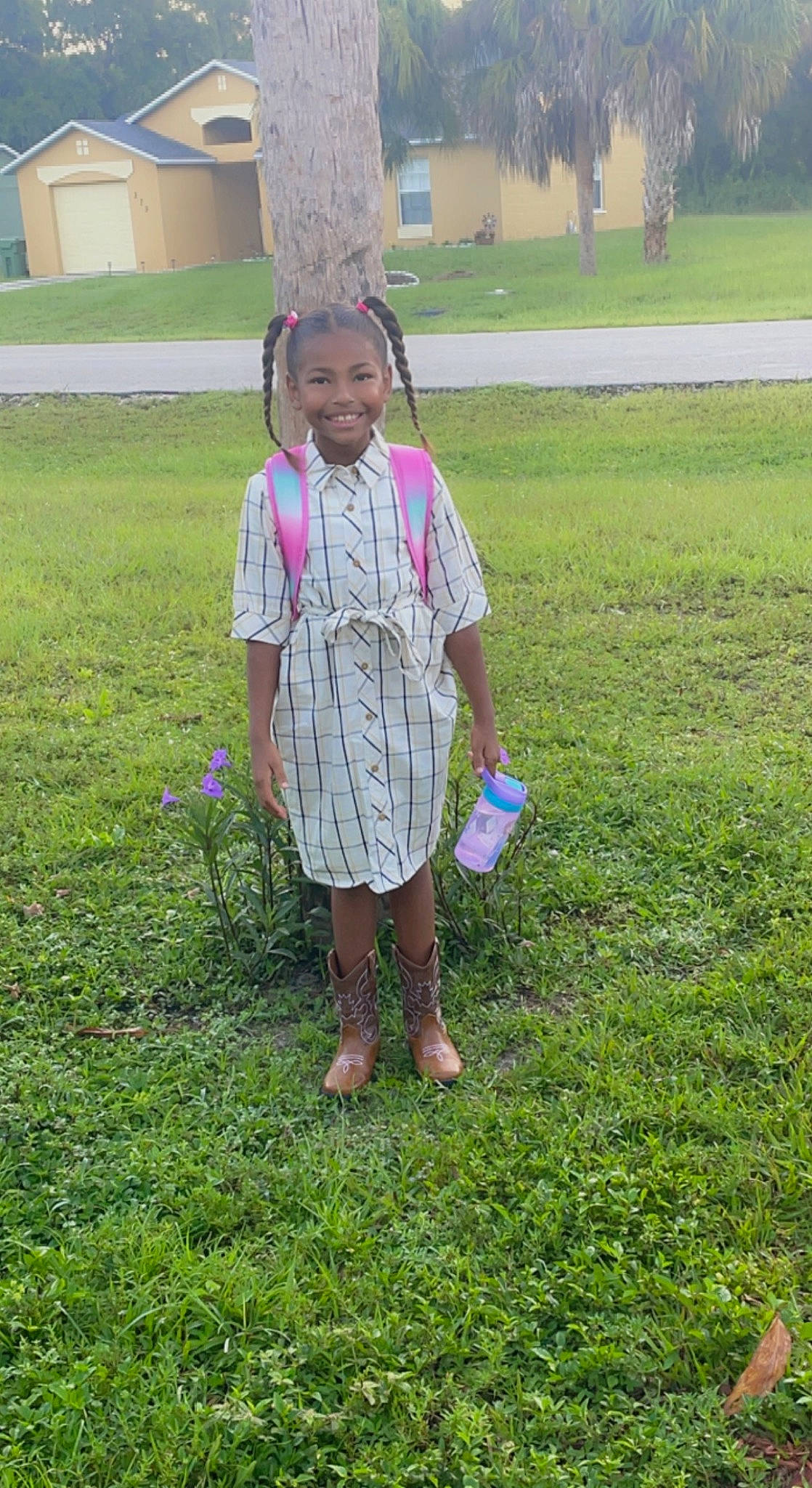 Kiara is registered to the contest to win money with this photo: child, fun, garden, grass, grass_family, grassland, groundcover, happy, hat, joy, lawn, meadow, natural_environment, people_in_nature, person, plant, recreation, smile, soil, toddler