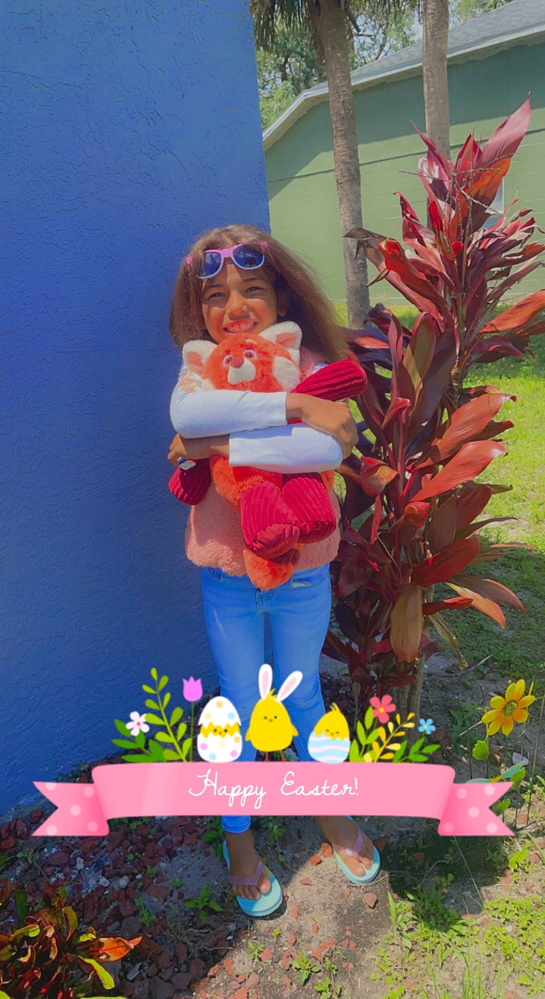 Kiara joined the competition — help win amazing prizes! art, child, costume, electric_blue, event, eyewear, floral_design, floristry, flowering_plant, fun, garden, grass, headwear, joy, lawn_ornament, leisure, person, plant, spring, sunglasses