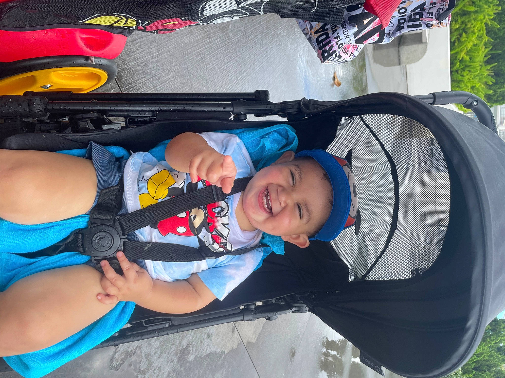 Luca joined the competition — help win amazing prizes! auto_part, automotive_exterior, bag, black, blue, bumper, electric_blue, fun, hat, headwear, joy, leisure, luggage_and_bags, person, personal_protective_equipment, recreation, shorts, smile, t_shirt, toddler