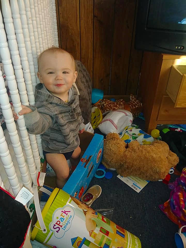 Aspyn is registered to the contest to win money with this photo: baby, baby_toys, child, person, play, room, sitting, stuffed_toy, toddler, toy