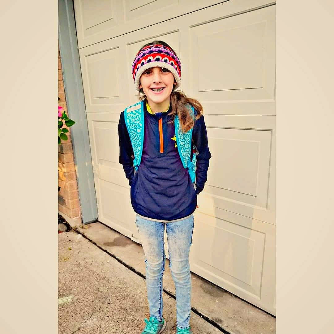 Kaelyn joined the competition — help win amazing prizes! beanie, blue, cap, clothing, cool, electric_blue, fashion, fashion_accessory, footwear, headgear, headwear, jacket, jeans, joy, knit_cap, outerwear, person, pink, selfie, shoe