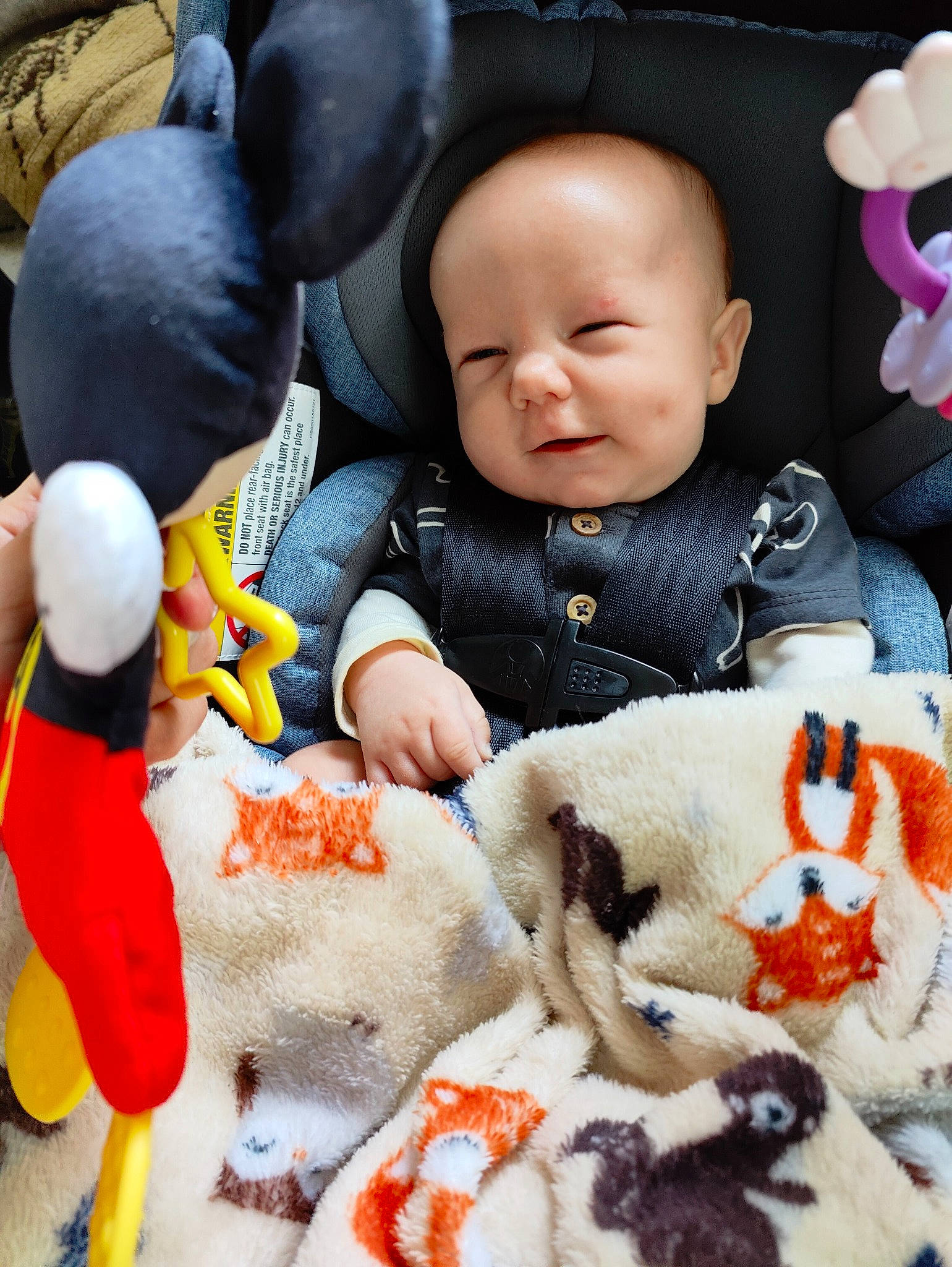 Mavrick joined the competition — help win amazing prizes! baby, baby_toddler_clothing, cheek, child, face, facial_expression, happy, head, headgear, mammal, organ, outerwear, people, person, photograph, product, skin, sleeve, textile, toddler