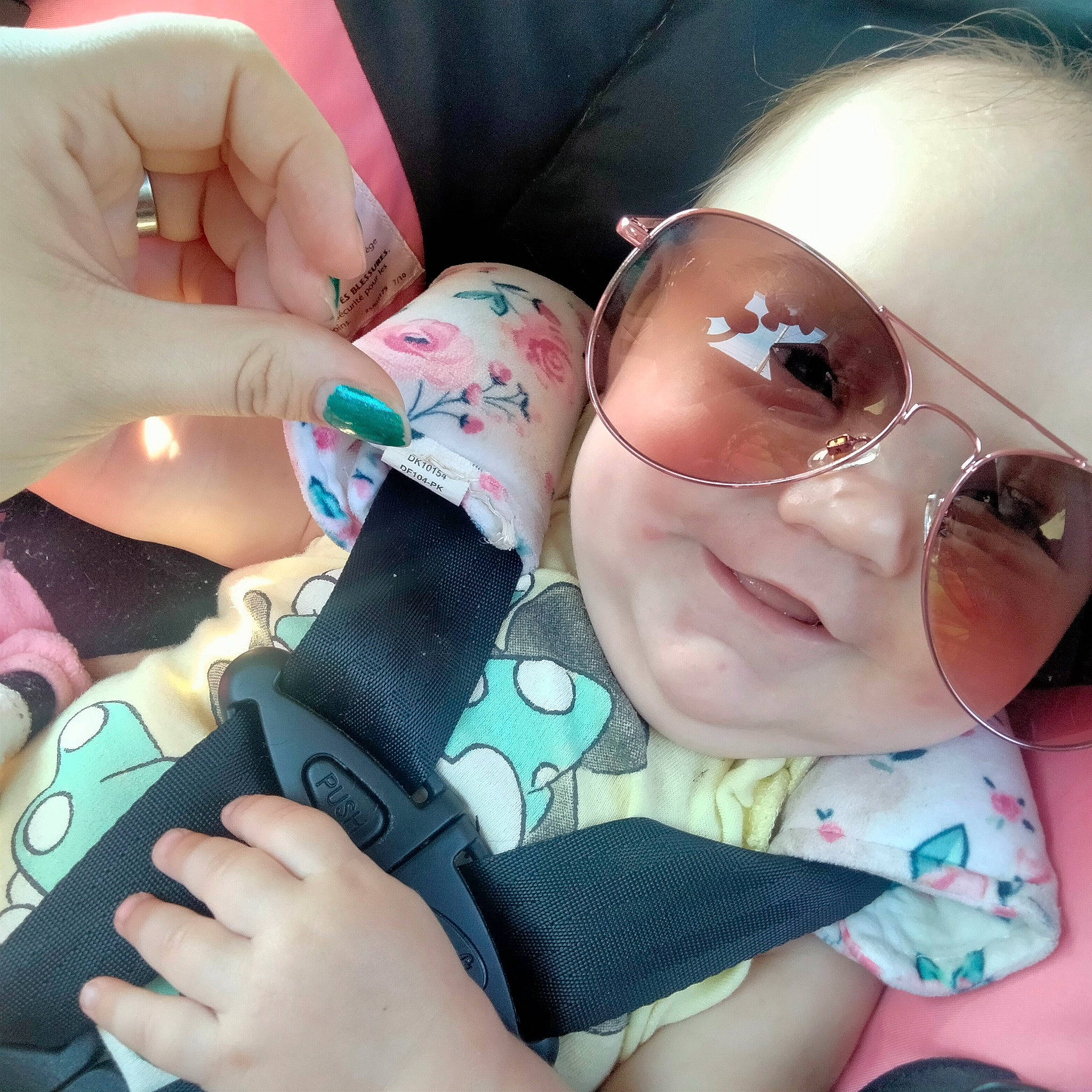 Alora joined the competition — help win amazing prizes! baby_toddler_clothing, beauty, cheek, child, cool, eyelash, eyewear, finger, gesture, goggles, hand, hat, human, nail, person, pink, skin, sunglasses, thumb, vision_care