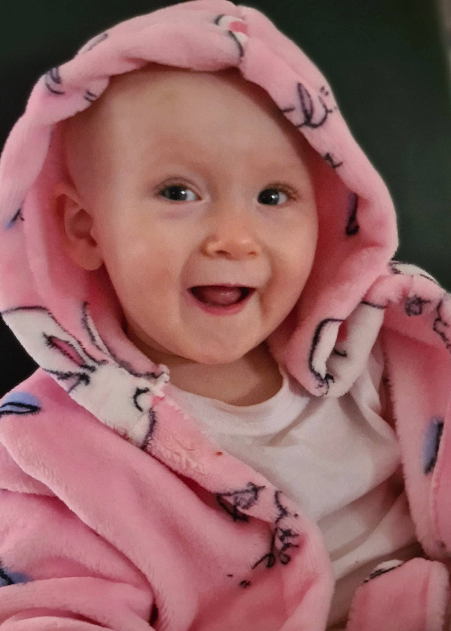 Maia is registered to the contest to win money with this photo: baby, baby_toddler_clothing, cap, cheek, eye, eyebrow, face, hand, happy, head, headwear, iris, lip, mouth, person, pink, product, skin, sleeve, smile