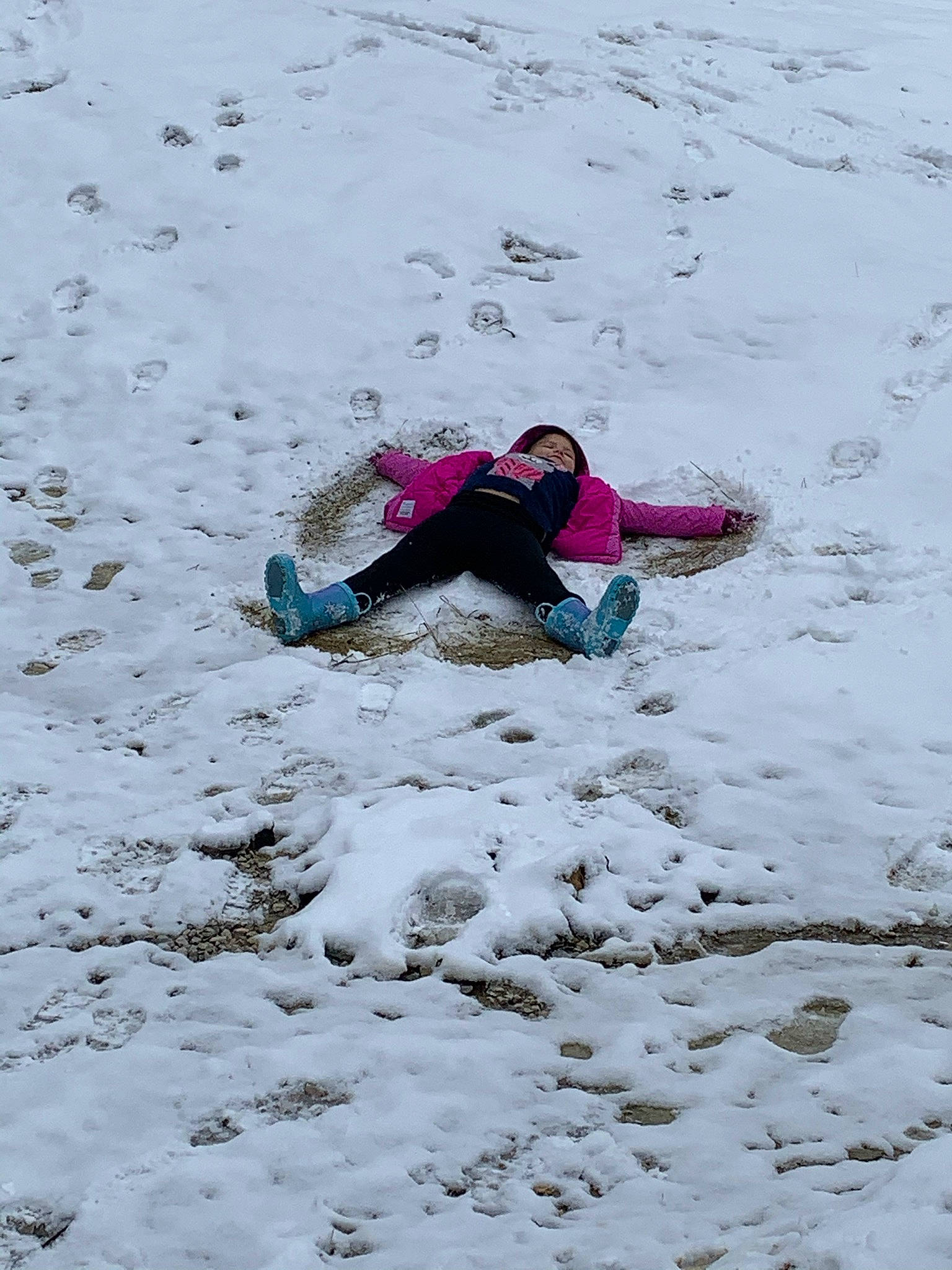 Joselyn is registered to the contest to win money with this photo: adventure, boot, freezing, fun, geological_phenomenon, glacial_landform, ice_cap, jacket, landscape, leisure, people_in_nature, person, playing_in_the_snow, recreation, sled, sledding, slope, smile, snow, toddler