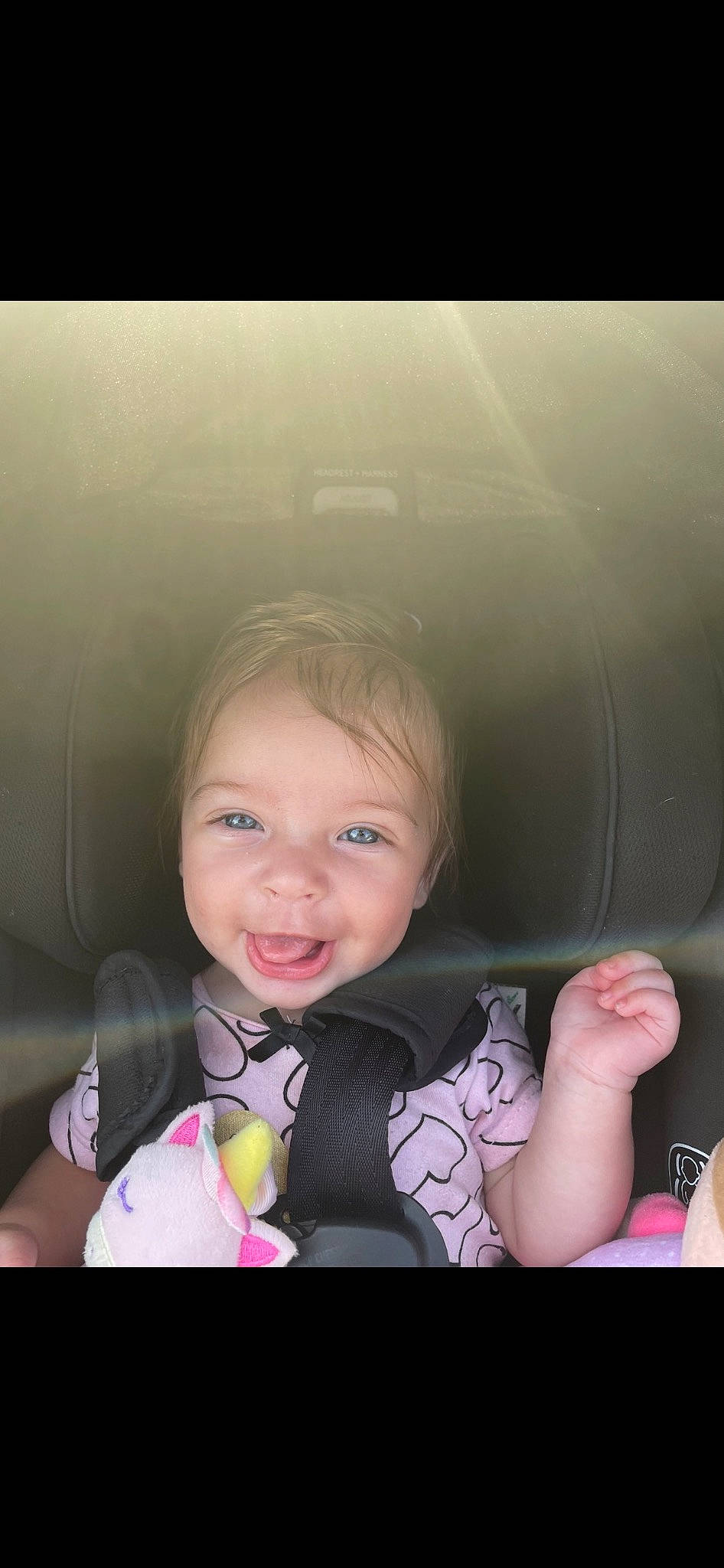 Avalynn joined the competition — help win amazing prizes! auto_part, automotive_design, baby, baby_toddler_clothing, car_seat, cheek, child, comfort, face, facial_expression, flash_photography, fun, gesture, happy, iris, person, skin, smile, toddler, vehicle_door