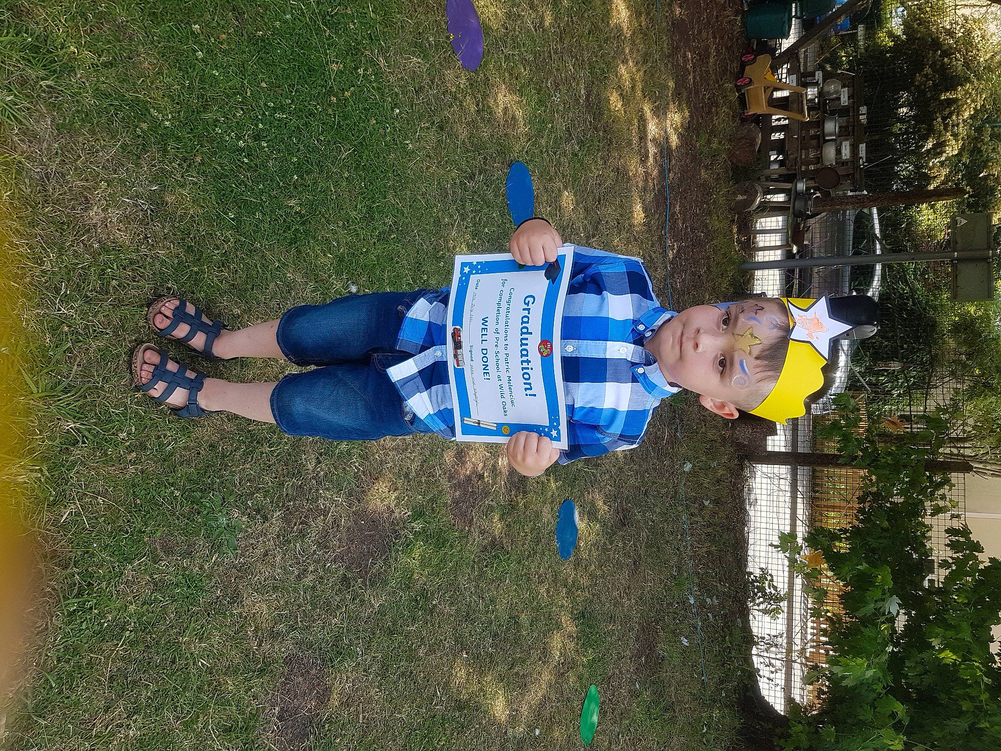 Patric is registered to the contest to win money with this photo: baby, baby_toddler_clothing, child, denim, electric_blue, fun, grass, hat, leaf, leisure, pattern, people_in_nature, person, plant, play, recreation, smile, sneakers, t_shirt, toddler