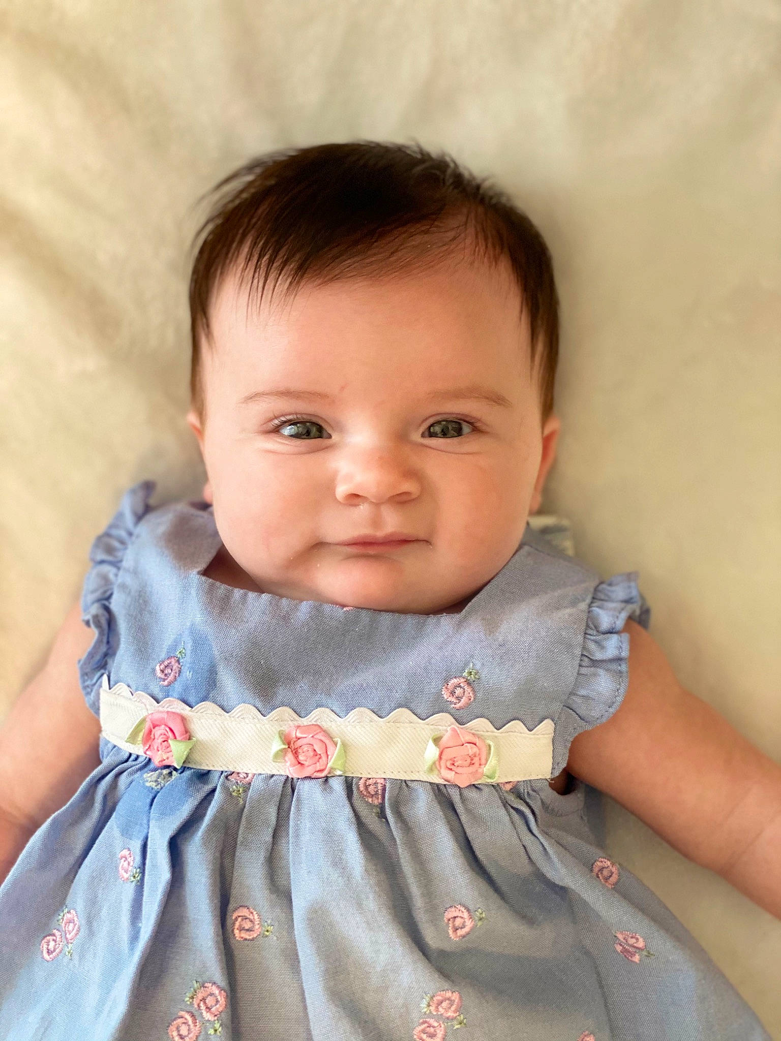 Adrianna is registered to the contest to win money with this photo: baby, baby_toddler_clothing, cheek, chin, collar, dress, eye, eyelash, face, hair, head, iris, joint, lip, neck, nose, outerwear, person, shoulder, skin