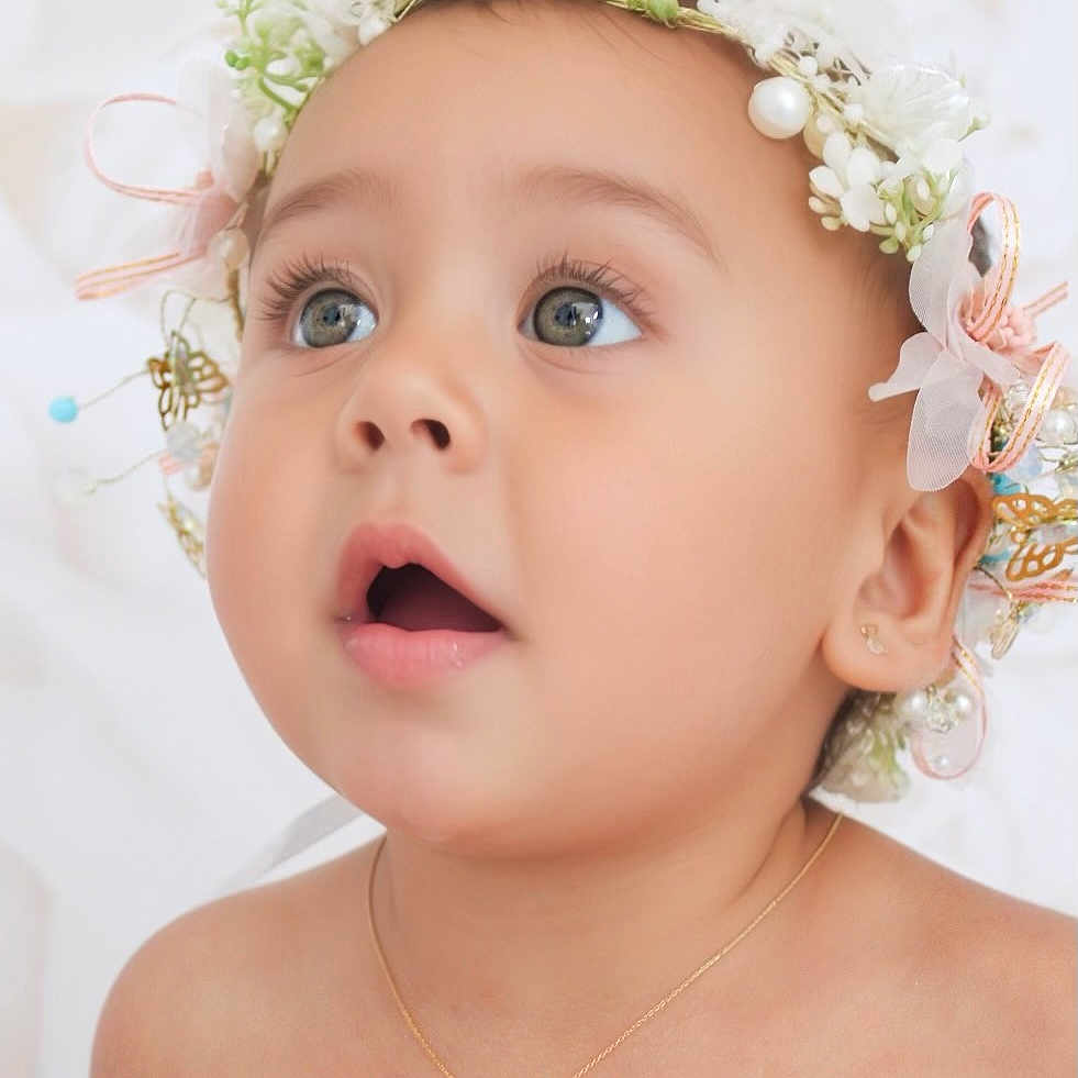Hailey Lago joined the competition — help win amazing prizes! accessories, baby, bodypart, bonnet, cap, clothing, dress, earring, face, finger, hat, head, headband, jewelry, necklace, pendant, person, photography, portrait, sunhat