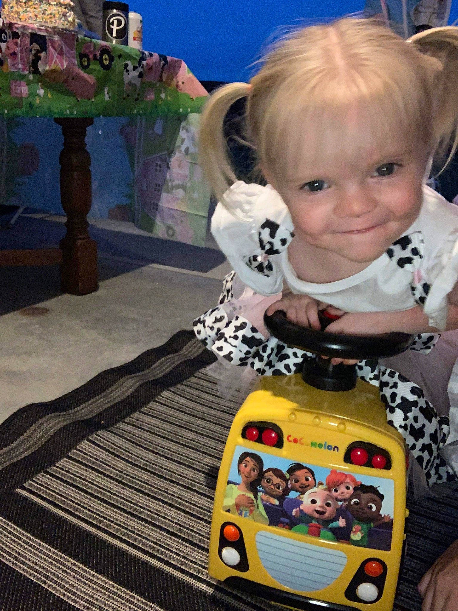 Lillianne joined the competition — help win amazing prizes! baby, baby_toddler_clothing, blue, cheek, child, event, flooring, flowerpot, fun, gadget, happy, houseplant, joy, person, plant, room, sitting, smile, tie, toddler