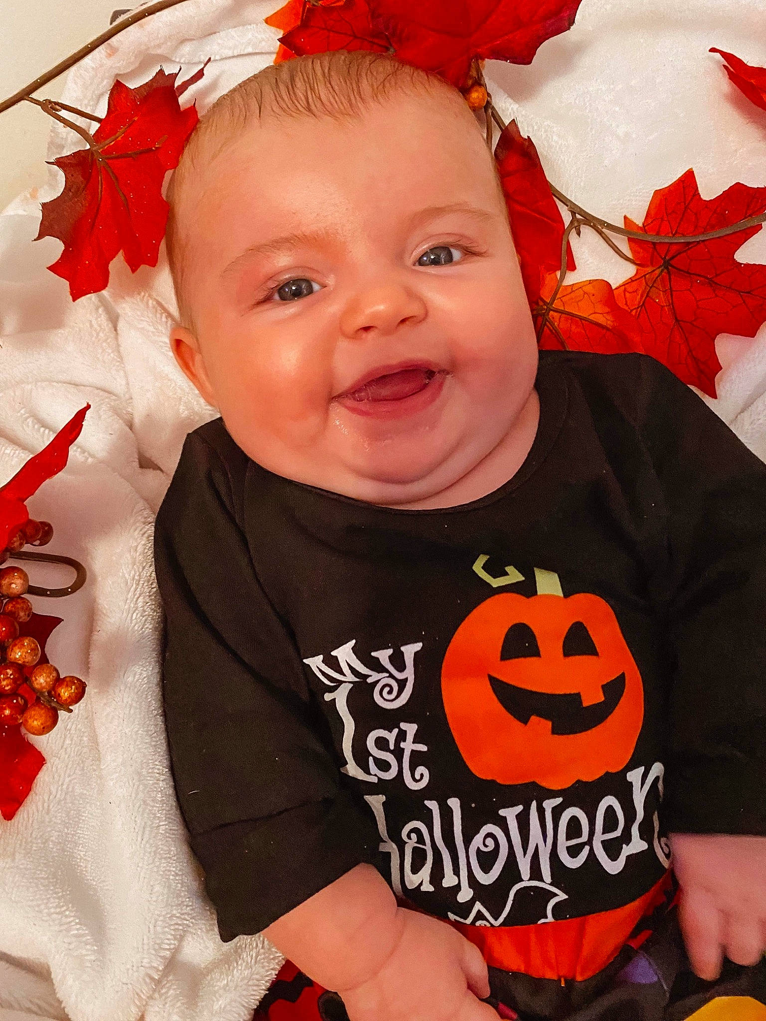 Raylee joined the competition — help win amazing prizes! baby, baby_toddler_clothing, calabaza, carmine, cheek, child, event, fun, happy, head, orange, peach, people_in_nature, person, product, red, sleeve, smile, t_shirt, toddler