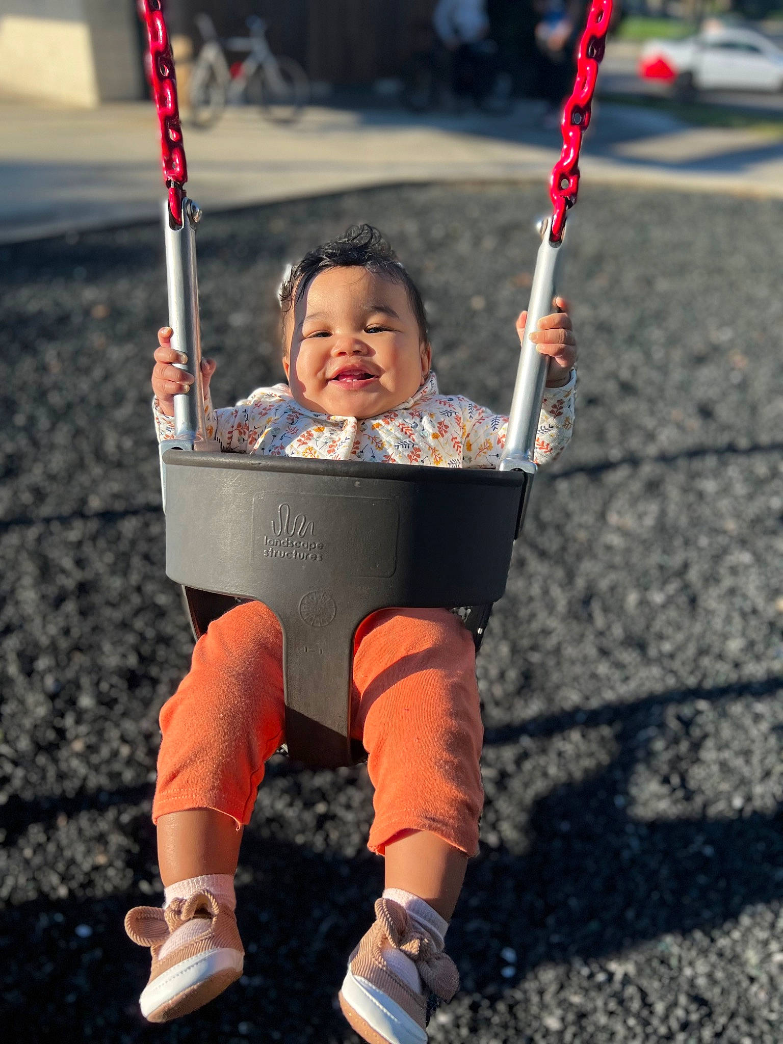Milan Miyu joined the competition — help win amazing prizes! baby, child, eye, facial_expression, flash_photography, fun, grass, happy, joy, leisure, orange, people_in_nature, person, playground, product, public_space, red, sleeve, smile, swing