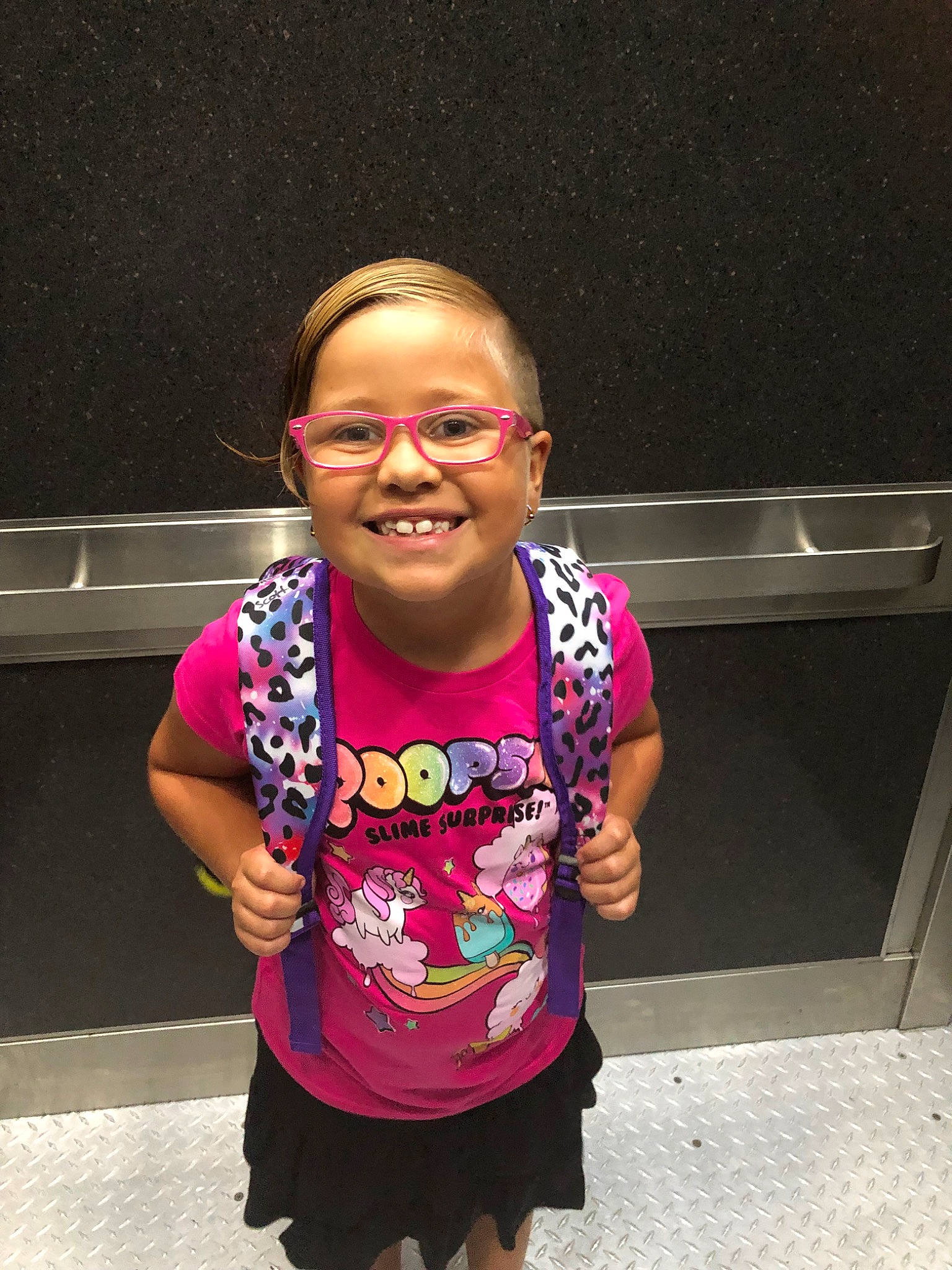 Heather joined the competition — help win amazing prizes! arm, child, finger, fun, glasses, joy, magenta, person, pink, shoulder, smile, t_shirt, toddler, tooth, vacation