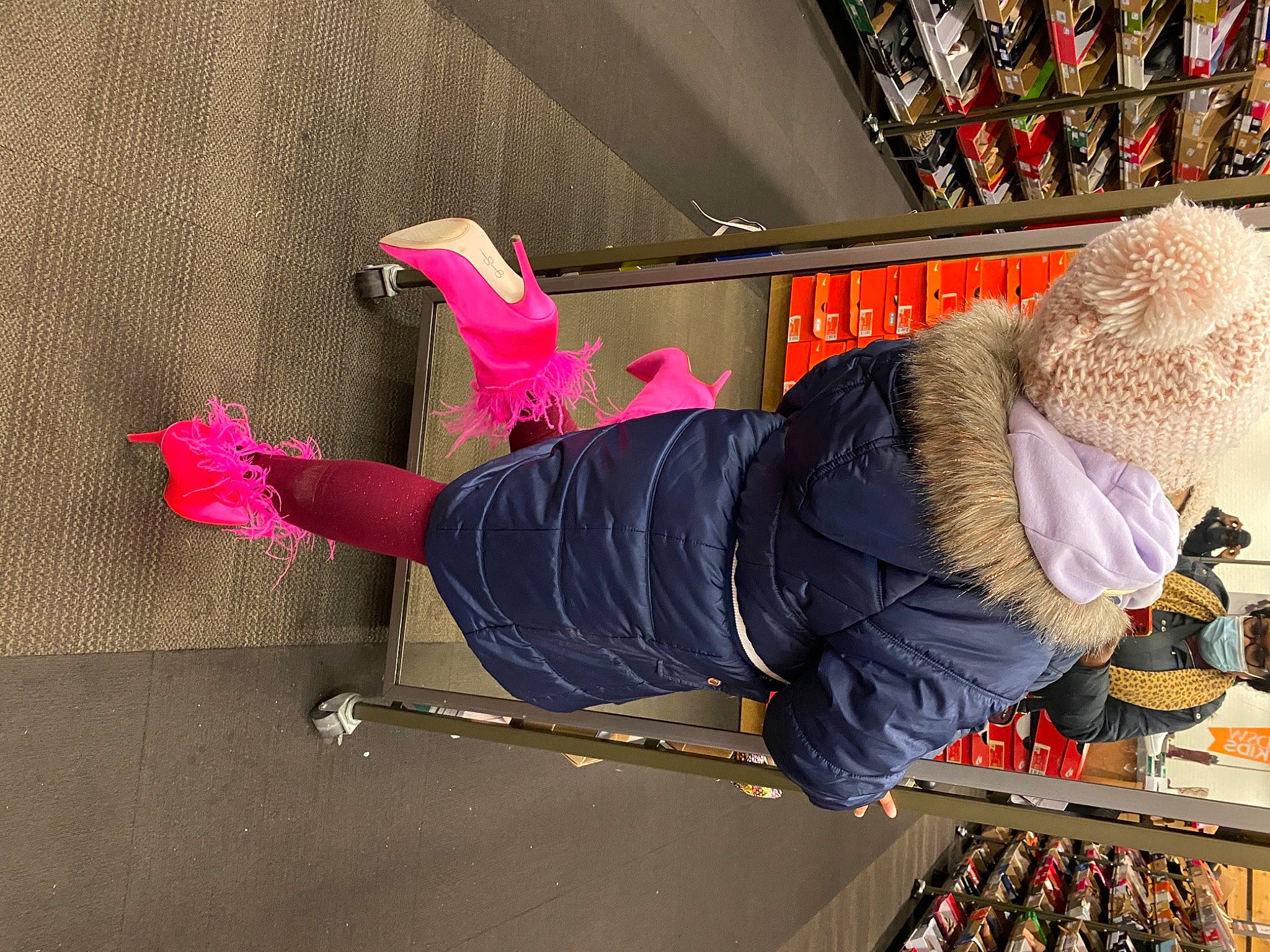 Gabrielle joined the competition — help win amazing prizes! collection, costume, costume_accessory, fur, glove, magenta, outdoor_shoe, person, pink, plush, purple, retail, shelf, shelving, stuffed_toy, textile, thread, toy, violet, walking_shoe