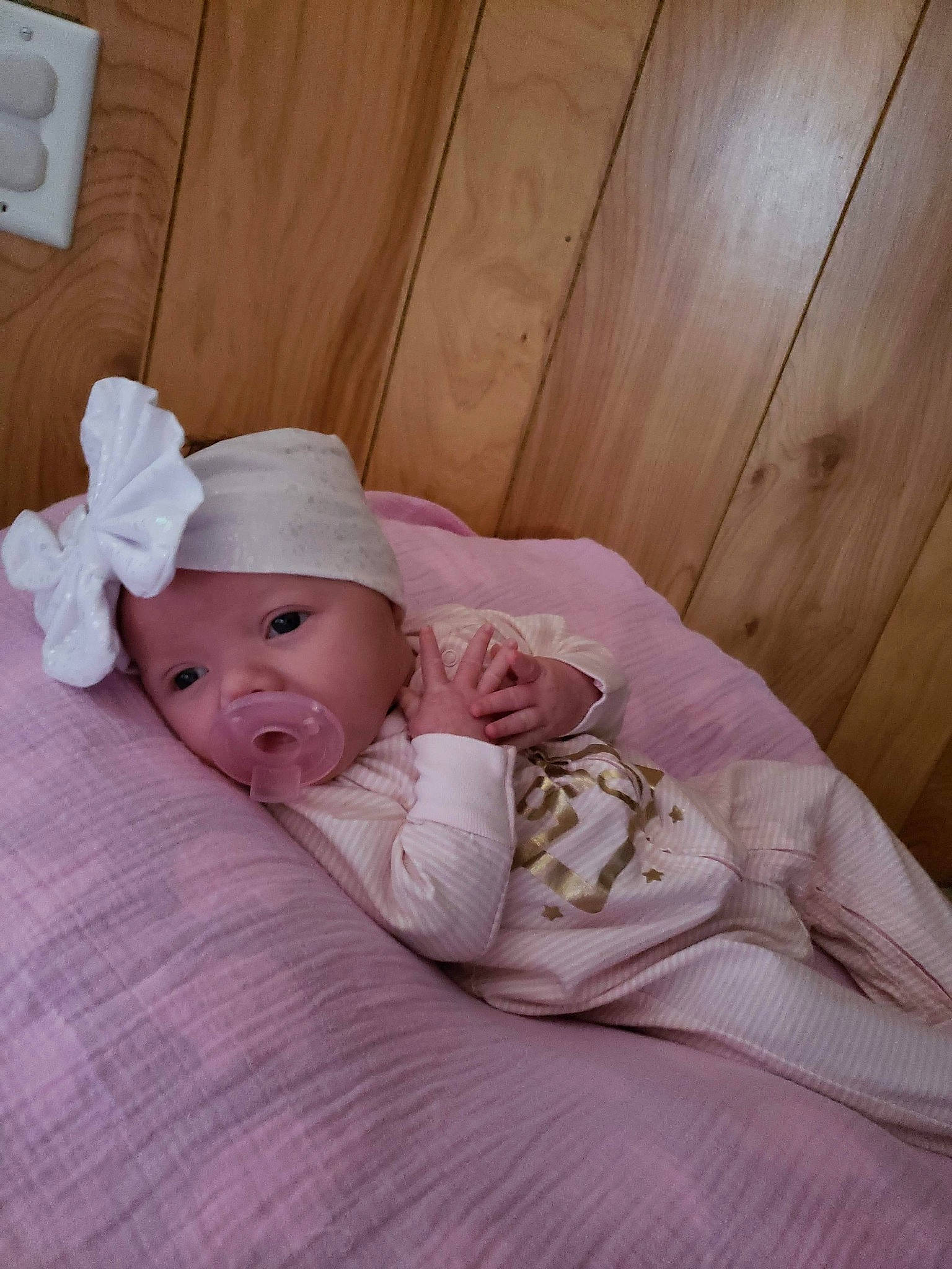 Melissa is registered to the contest to win money with this photo: baby, bedtime, child, headgear, headwear, person, pink, skin, toddler