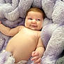 baby, infant, smile, blanket, soft, fluffy, cozy, diaper, skin, cute, lying_down, child, comfort, relaxation, indoors, portrait, baby_skin, happy, small_hand, young
