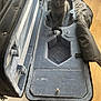 Chanelle participe au concours pour gagner de l'argent avec cette photo : animal, black_handle, blue_interior, case, cat, curious, flooring, gray_cat, indoor, kitten, looking, open_case, padded, pet, sitting, small_animal, soft_texture, velvet, wood_floor, zipper