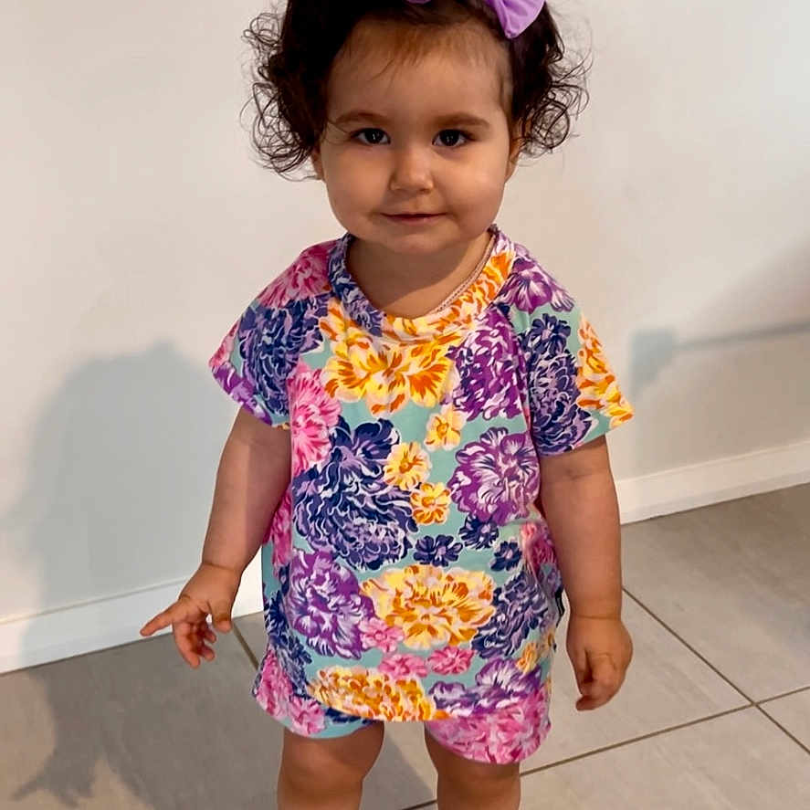 Amelia is registered to the contest to win money with this photo: accessories, ankle, applique, backyard, balloon, barefoot, beachwear, blackhair, blouse, bodypart, bonnet, bracelet, cap, child, clothing, costume, couch, cream, daisy, dessert