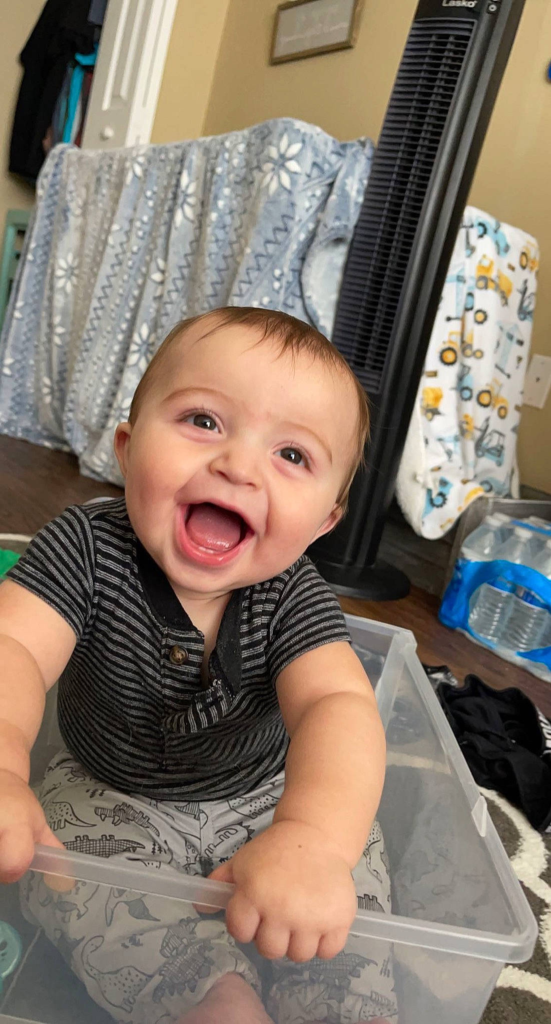 Kane joined the competition — help win amazing prizes! baby, baby_laughing, baby_toddler_clothing, cheek, child, design, eye, facial_expression, fun, happy, head, mouth, nose, person, photograph, product, room, sleeve, smile, textile