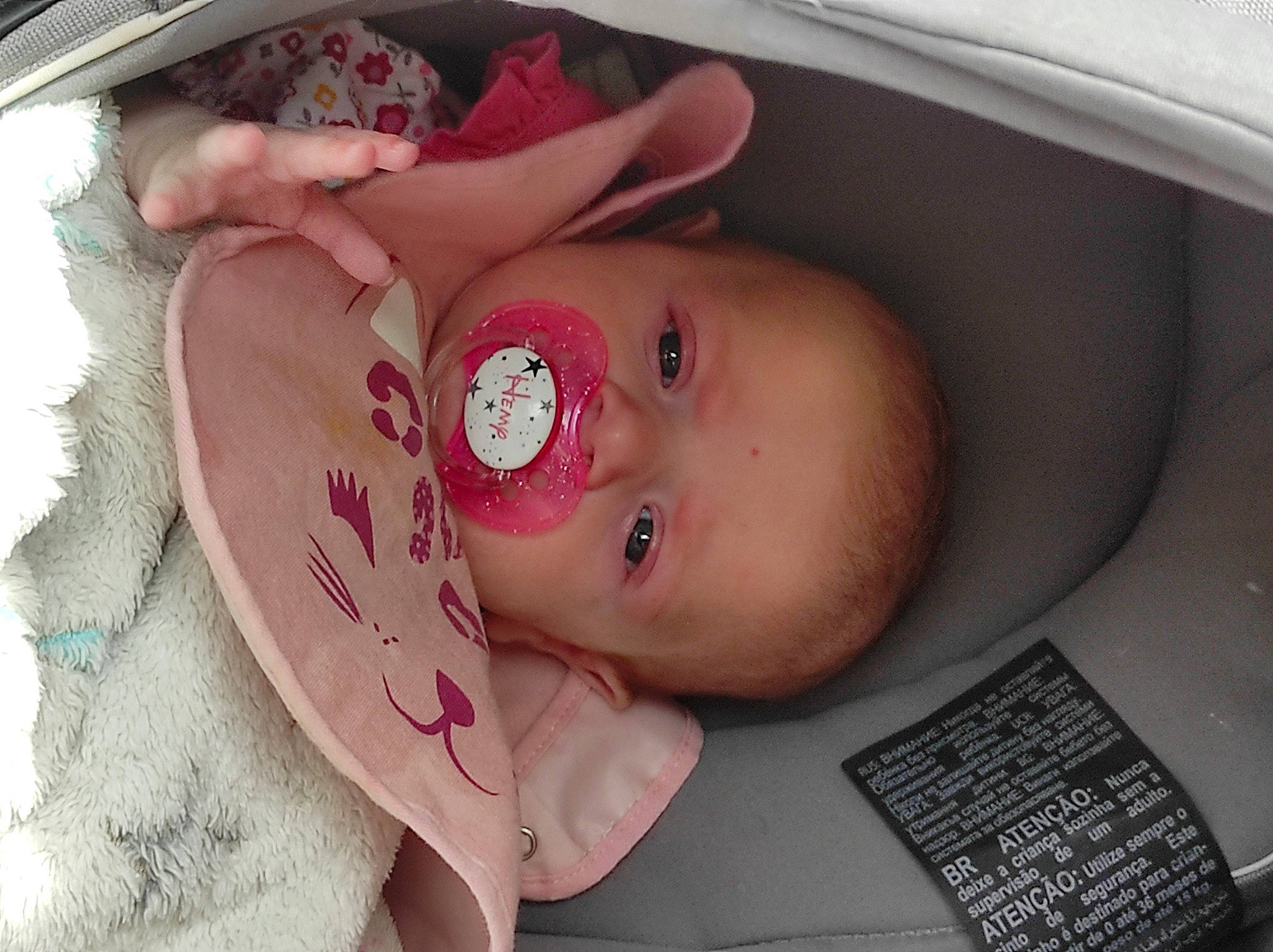 HÉmy participe au concours pour gagner de l'argent avec cette photo : baby, baby_products, baby_safety, baby_toddler_clothing, cheek, child, comfort, cradle, eye, eyelash, infant_bed, iris, lip, nose, person, pink, rose, skin, smile, toddler
