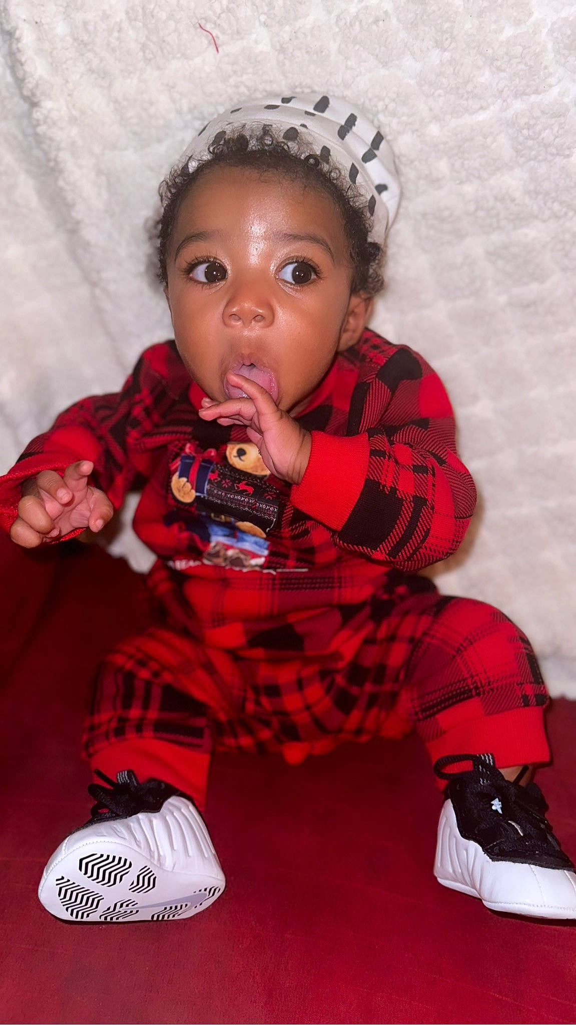 Loyal joined the competition — help win amazing prizes! baby, baby_toddler_clothing, carmine, cheek, child, eye, face, flooring, fun, happy, head, lip, magenta, pattern, person, pink, sitting, skin, sleeve, surprise