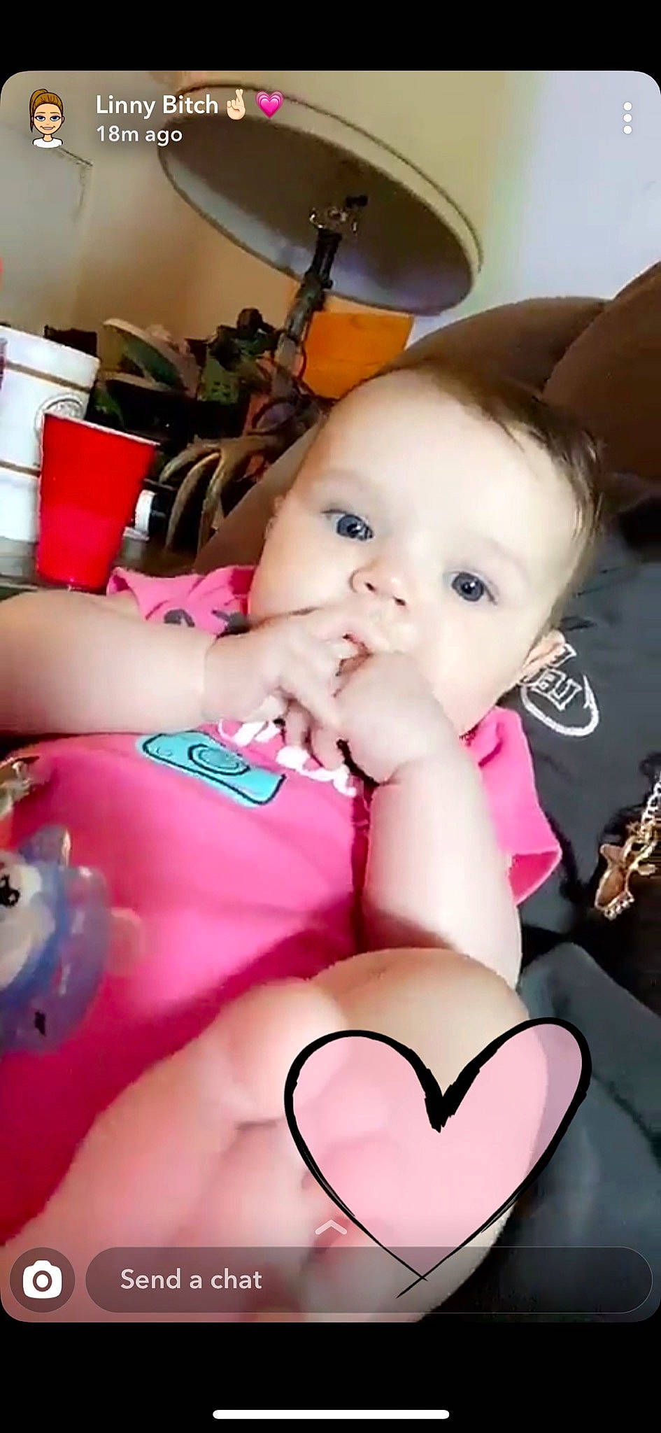 Peyton joined the competition — help win amazing prizes! arm, baby, beauty, brown_hair, cheek, child, finger, head, leg, lip, mouth, neck, nose, person, pink, play, skin, thigh, throat, thumb