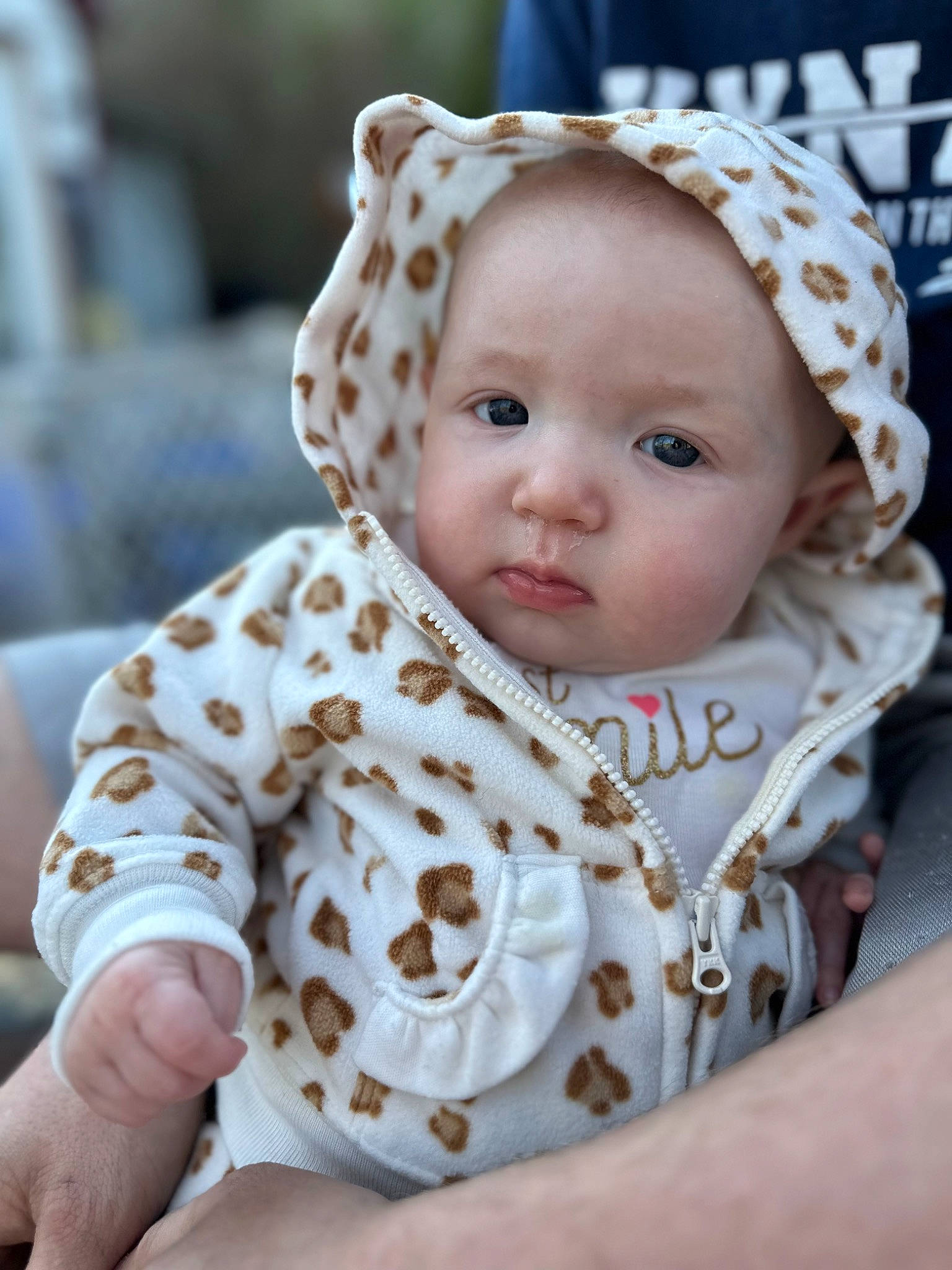 Oaklee joined the competition — help win amazing prizes! baby, baby_toddler_clothing, cap, cheek, child, dress, face, fashion_accessory, fur, happy, hat, headwear, lip, pattern, person, portrait_photography, sitting, skin, sleeve, sun_hat