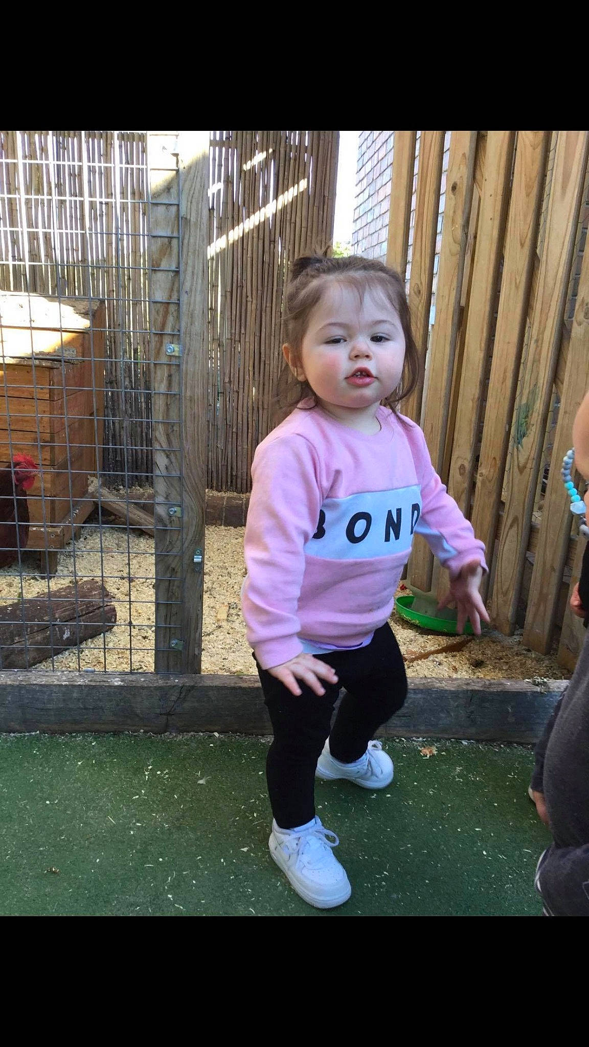 Amarni joined the competition — help win amazing prizes! baby, child, fun, person, pink, play, smile, standing, t_shirt, toddler