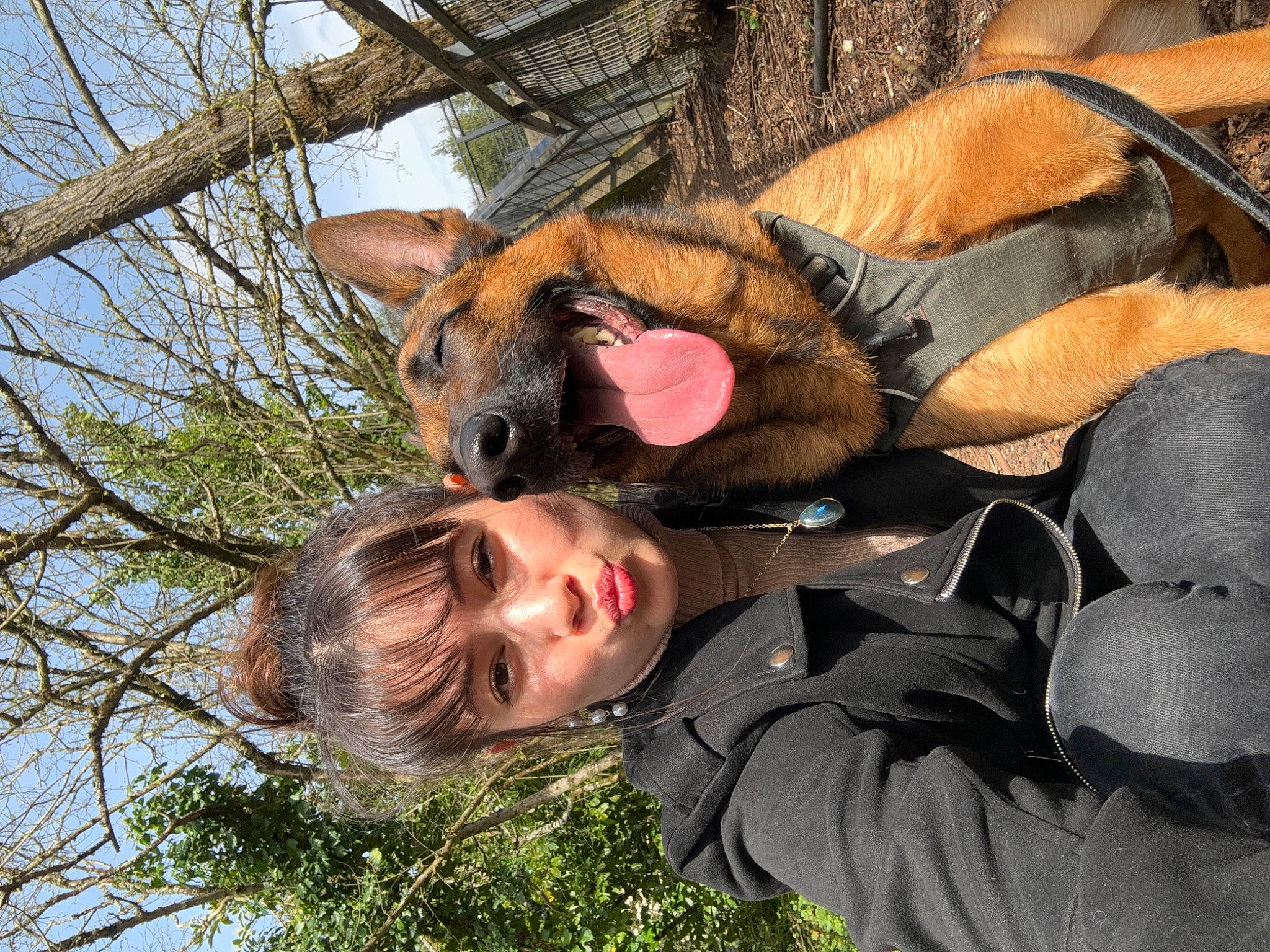 Taffy participe au concours pour gagner de l'argent avec cette photo : canidae, child, dog_breed, ear, fawn, fun, fur, grass, happy, sky, toddler, tree, twig