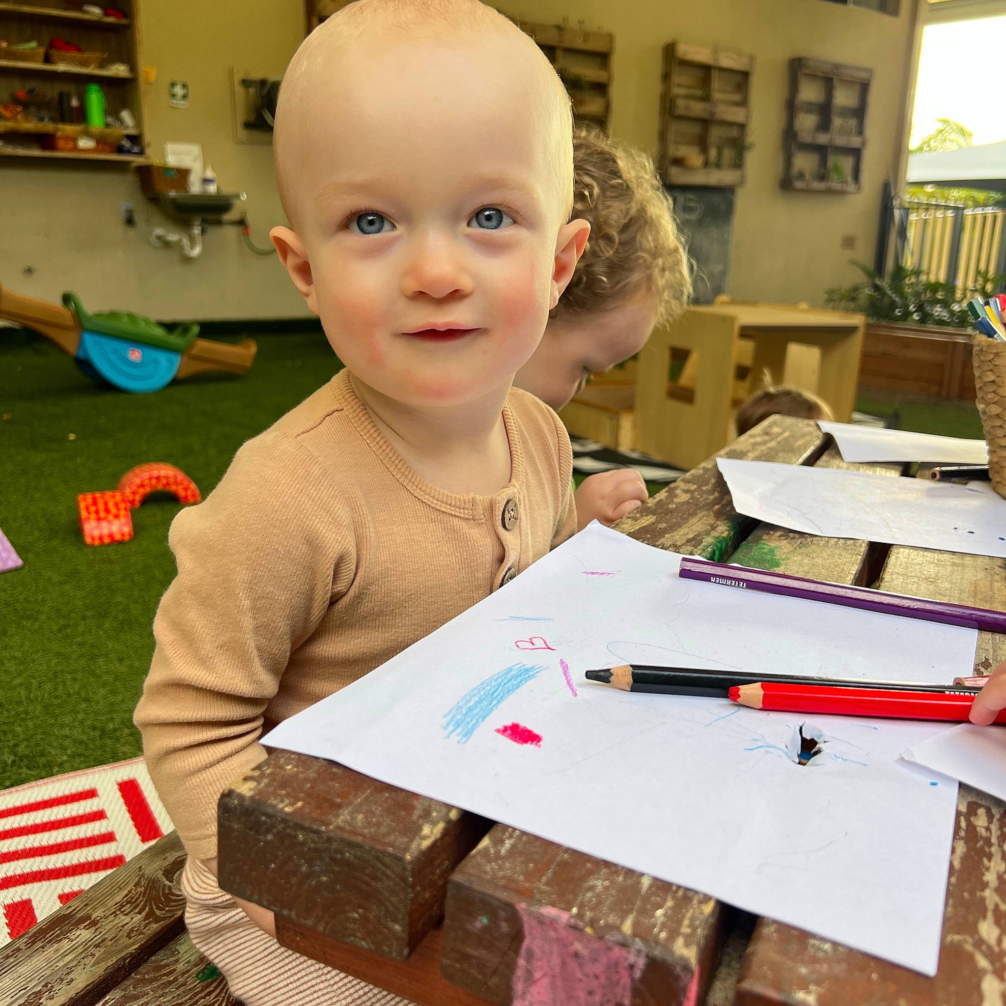 Abel joined the competition — help win amazing prizes! artist, baby, child, fun, joy, learning, leisure, office_supplies, person, play, room, shirt, smile, stationery, summer, t_shirt, table, toddler, toy, visual_arts