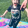 Harmani joined the competition — help win amazing prizes! active, casual, child, fun, grass, hand, happy, joyful, laughing, outdoor, person, playing, splash, splash_pad, summer, sunny, tshirt, water, wet_clothes, young